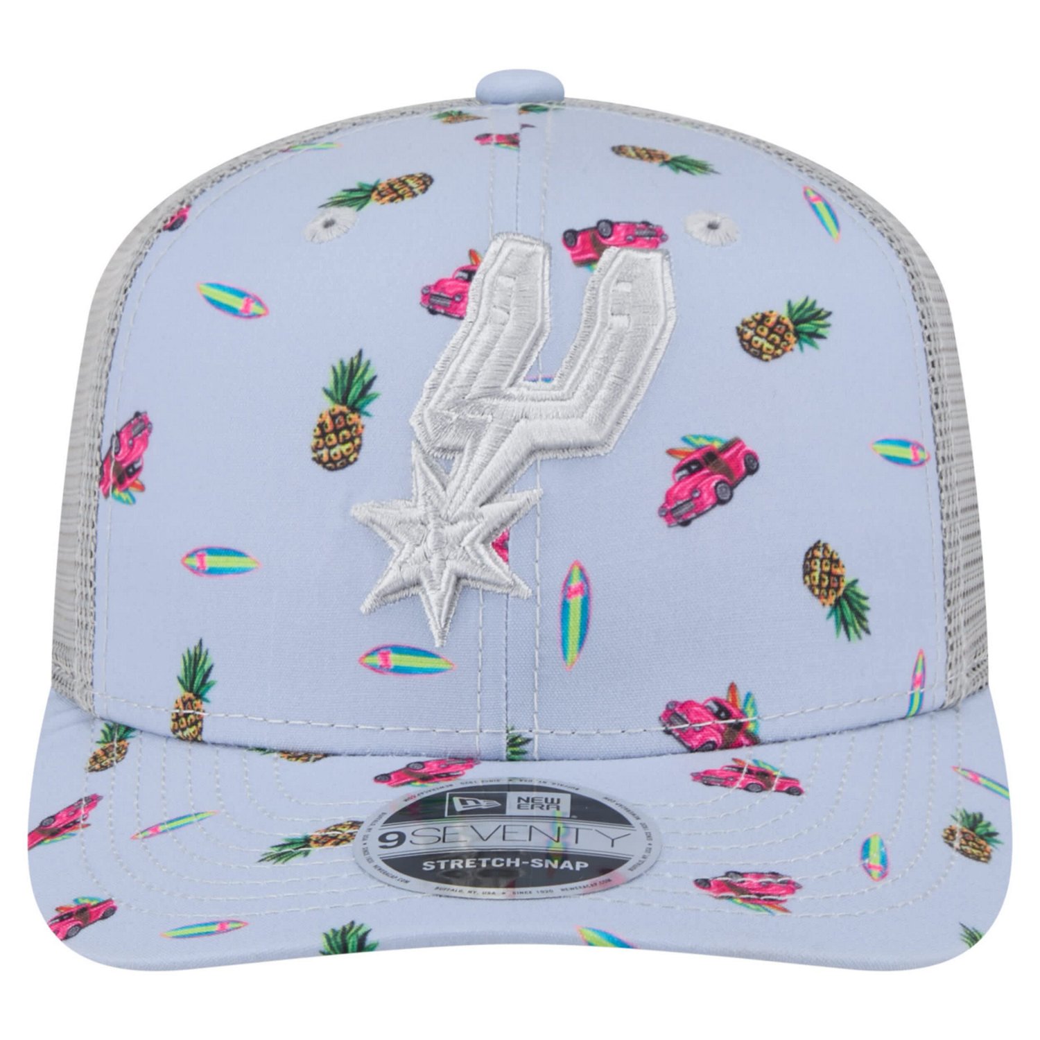 New Era Light Gray San Antonio Spurs Adventure Aloha Pattern 9SEVENTY Stretch-Snap Hat - view number 2