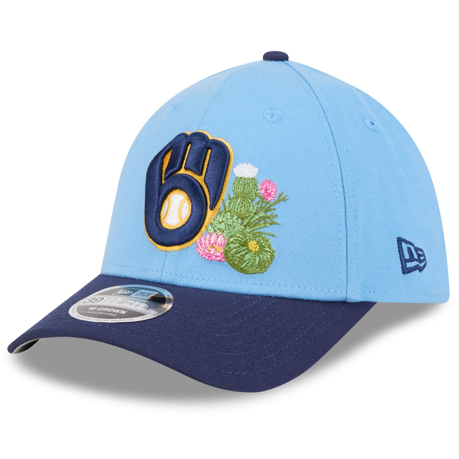 New Era Light Navy Milwaukee Brewers 2026 Spring Training M-Crown 39THIRTY Flex Hat - view number 3