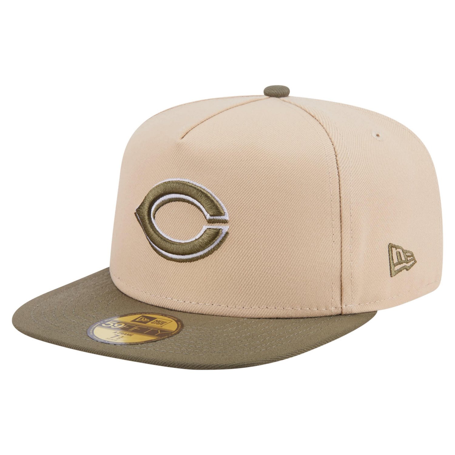 New Era Light Olive Cincinnati Reds Two-Tone Color Pack A-Frame 59FIFTY Fitted Hat - view number 1