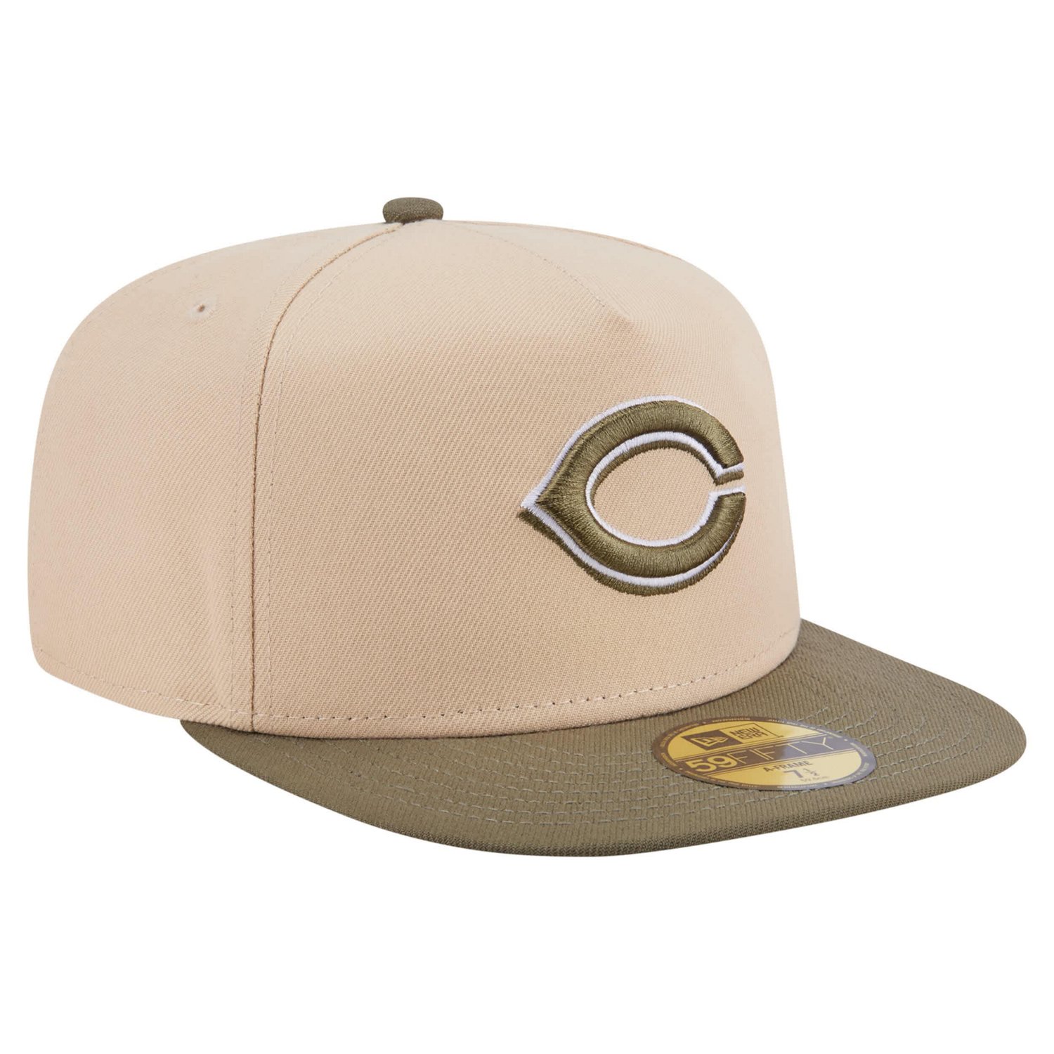 New Era Light Olive Cincinnati Reds Two-Tone Color Pack A-Frame 59FIFTY Fitted Hat - view number 3