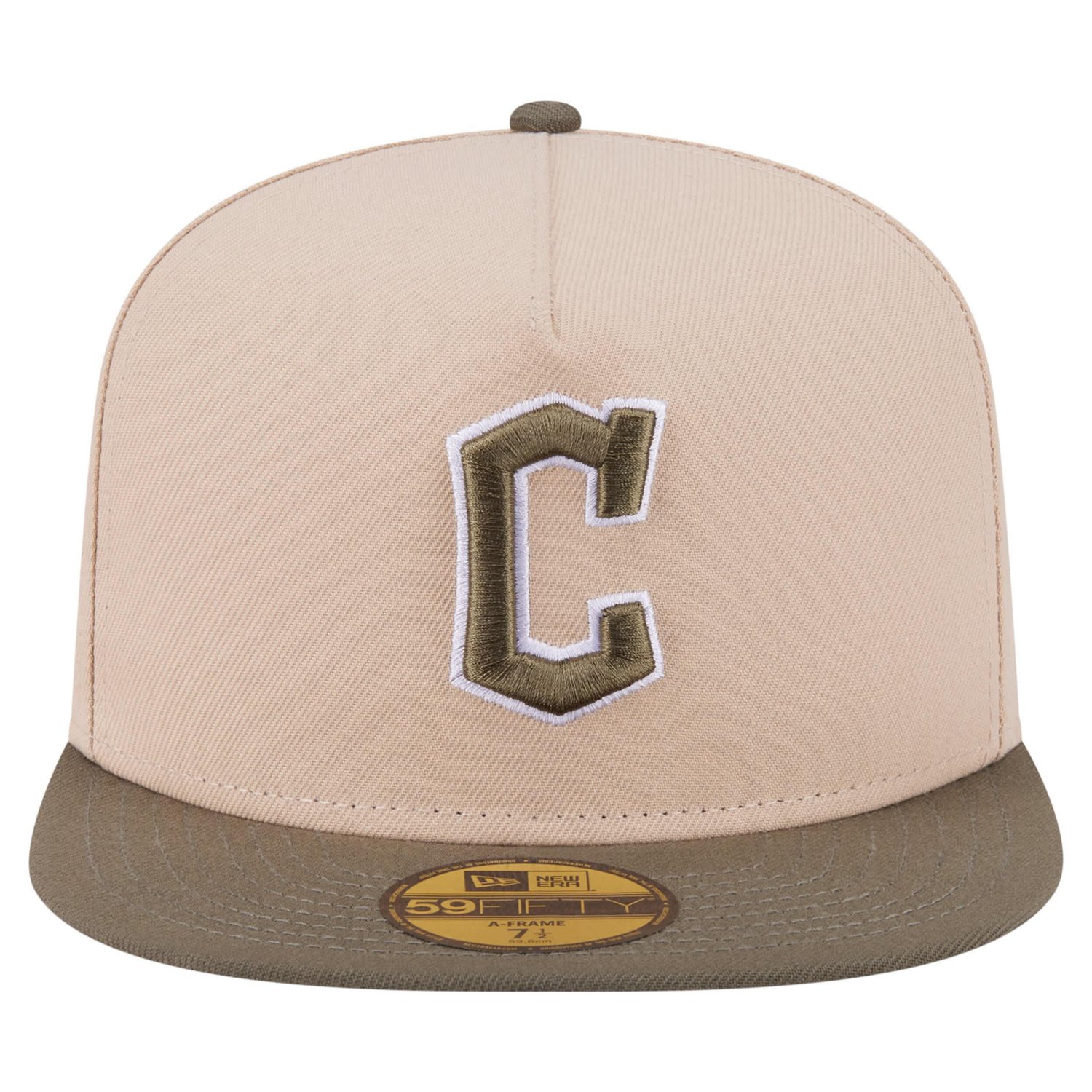 New Era Light Olive Cleveland Guardians Two-Tone Color Pack A-Frame 59FIFTY Fitted Hat - view number 2