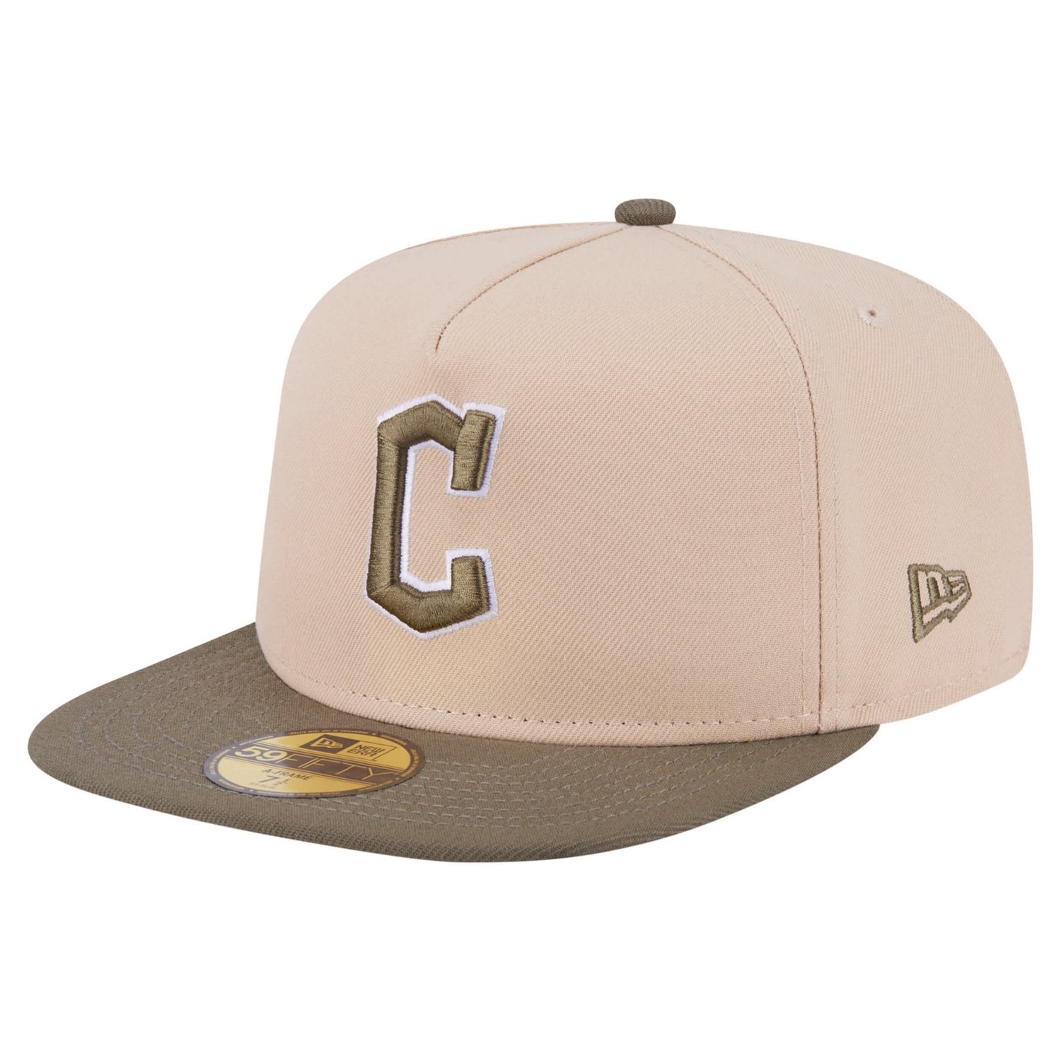 New Era Light Olive Cleveland Guardians Two-Tone Color Pack A-Frame 59FIFTY Fitted Hat