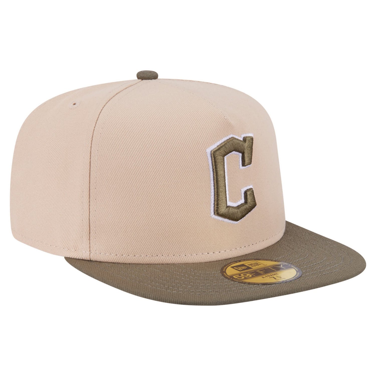 New Era Light Olive Cleveland Guardians Two-Tone Color Pack A-Frame 59FIFTY Fitted Hat - view number 3
