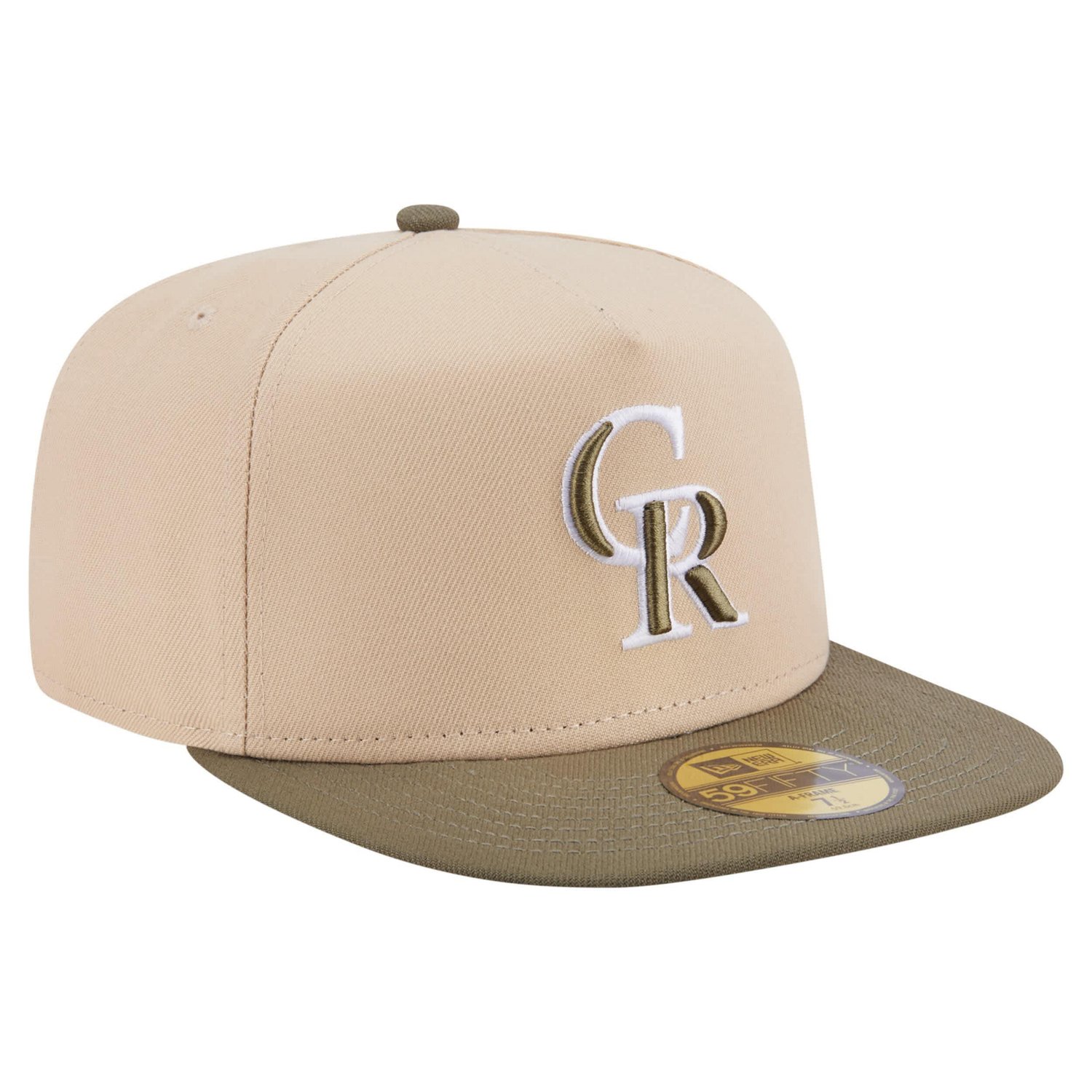 New Era Light Olive Colorado Rockies Two-Tone Color Pack A-Frame 59FIFTY Fitted Hat - view number 3