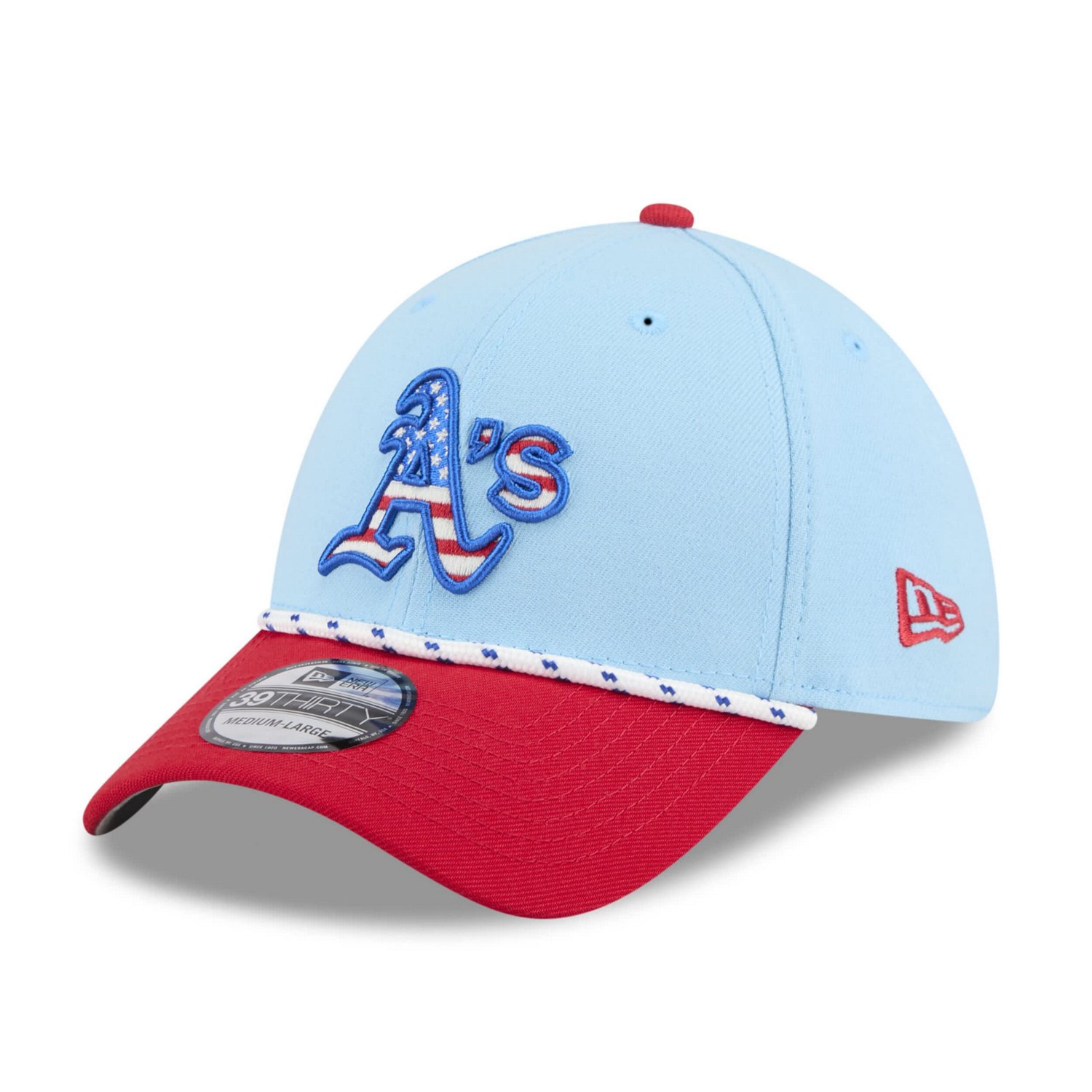 New Era Light Red Athletics 2025 Fourth of July 39THIRTY Flex Hat