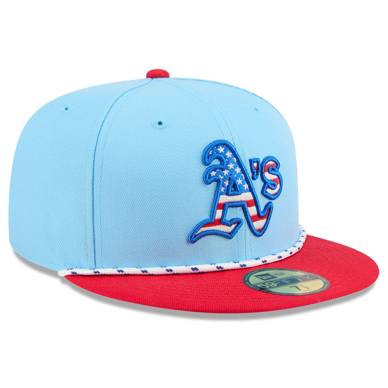 New Era Light Red Athletics 2025 Fourth of July 59FIFTY Fitted Hat - view number 3
