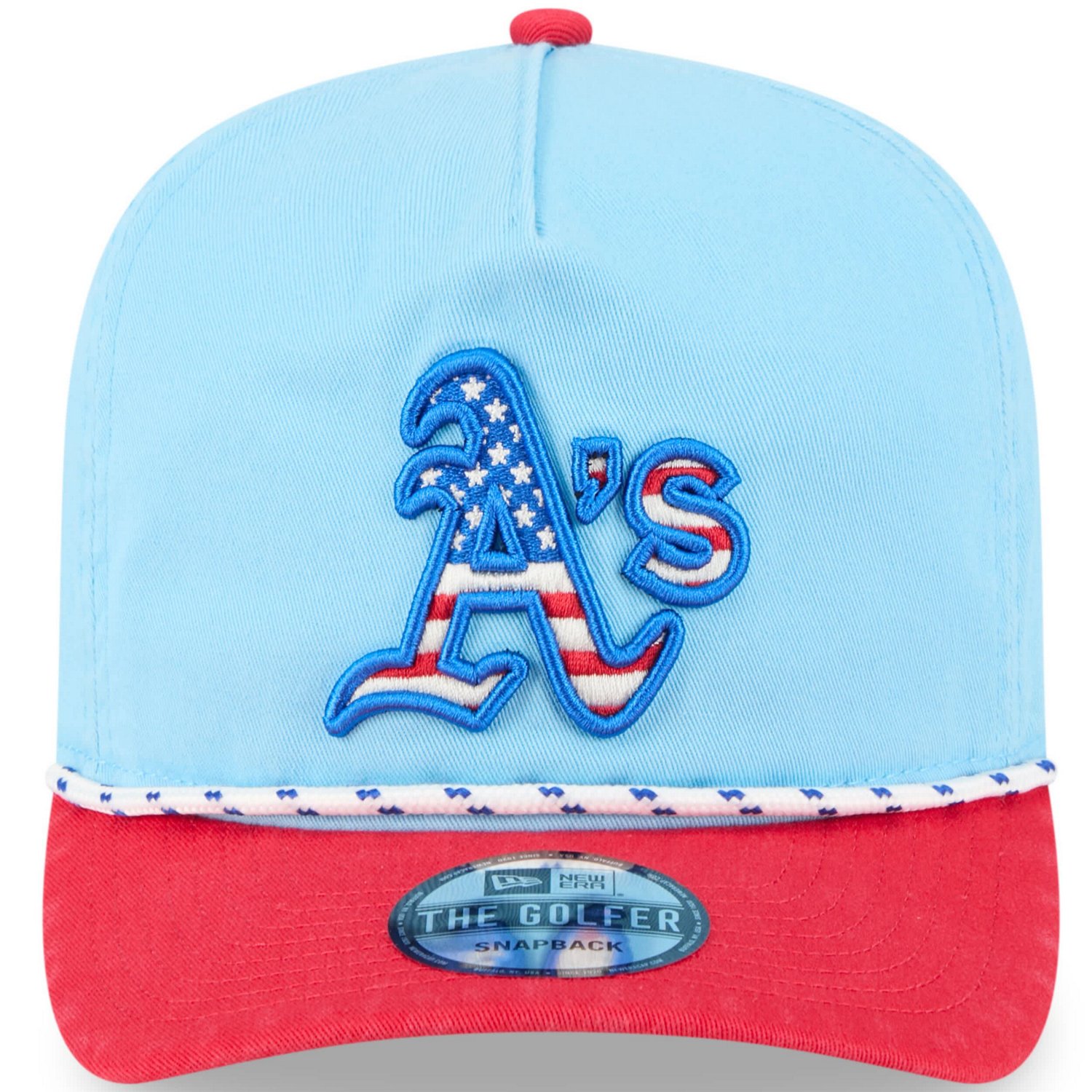 New Era Light Red Athletics 2025 Fourth of July Golfer Snapback Hat