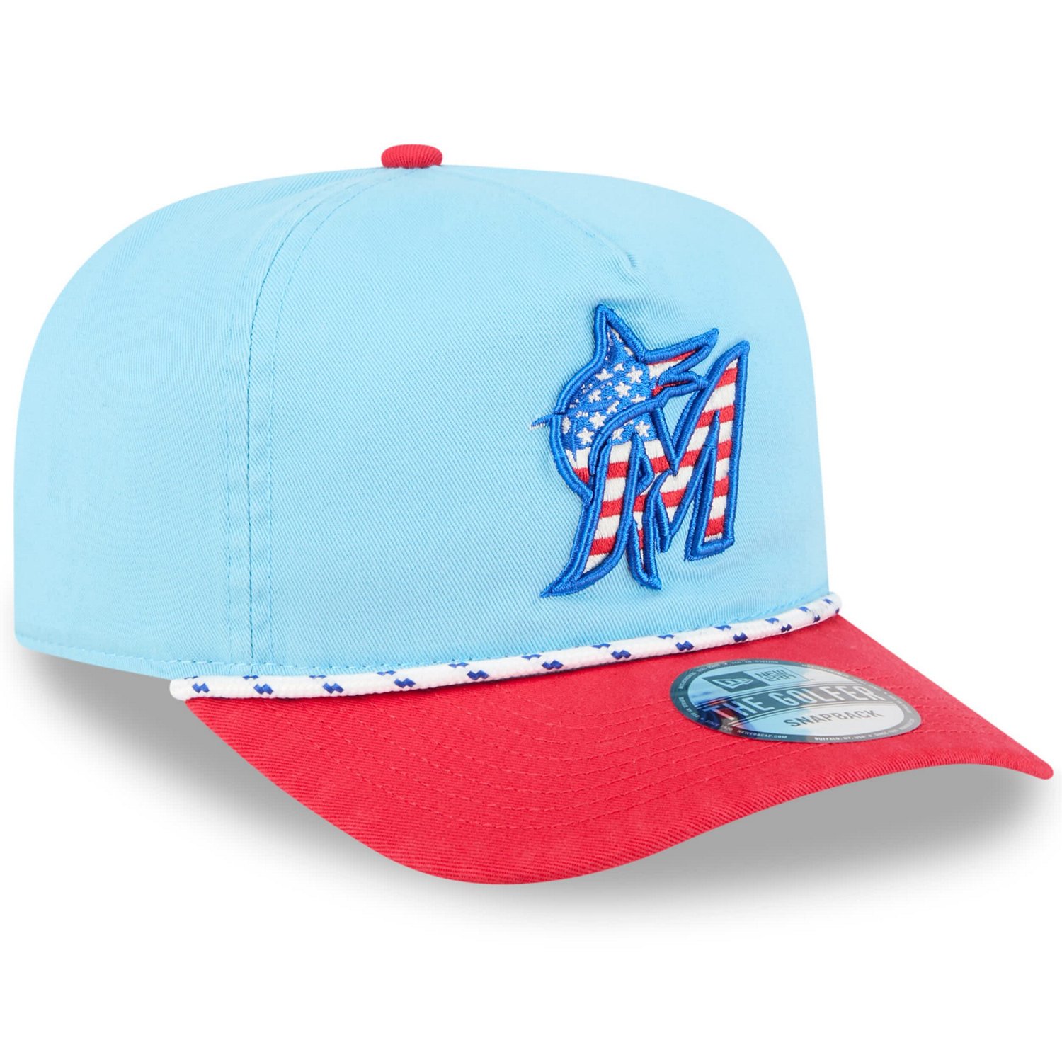 New Era Light Red Miami Marlins 2025 Fourth of July Golfer Snapback Hat - view number 2