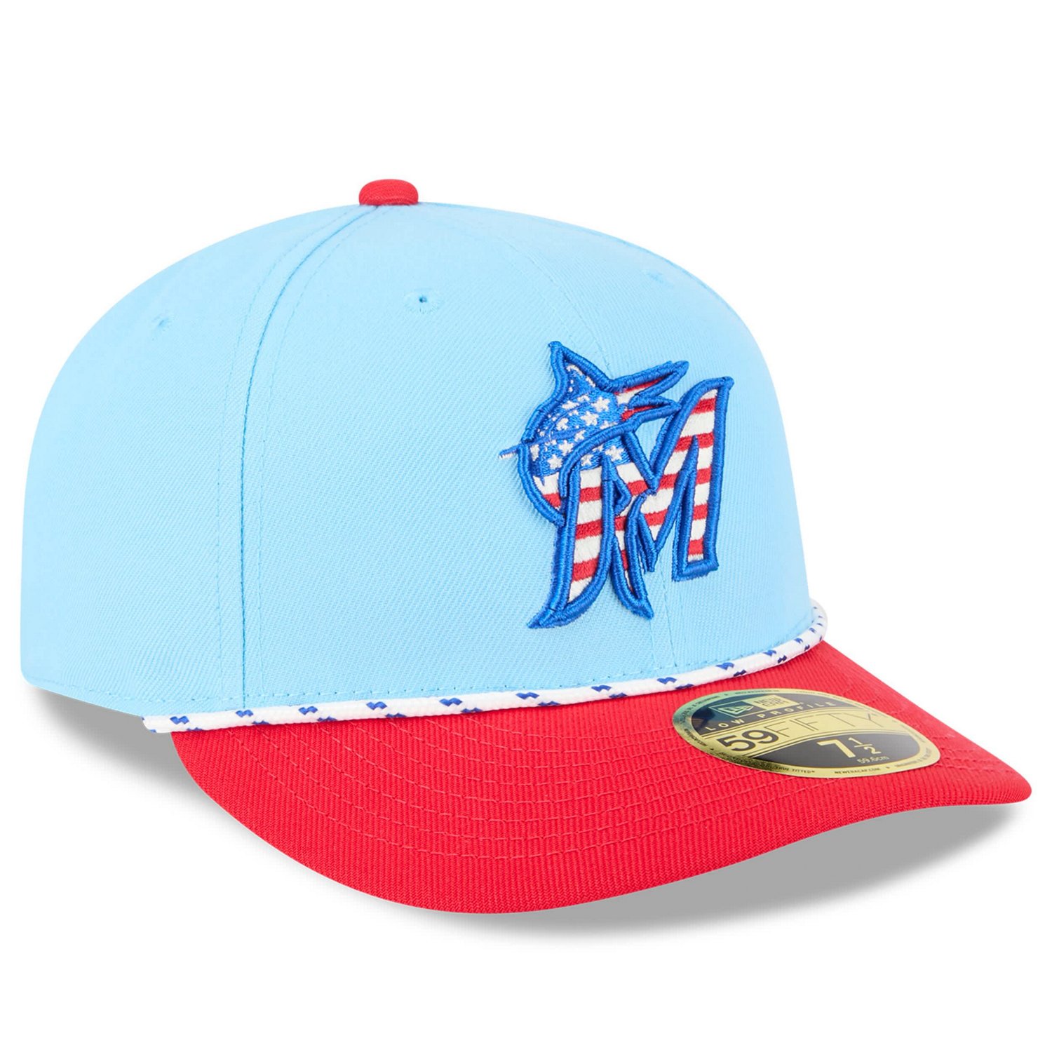 New Era Light Red Miami Marlins 2025 Fourth of July Low Profile 59FIFTY Fitted Hat - view number 2
