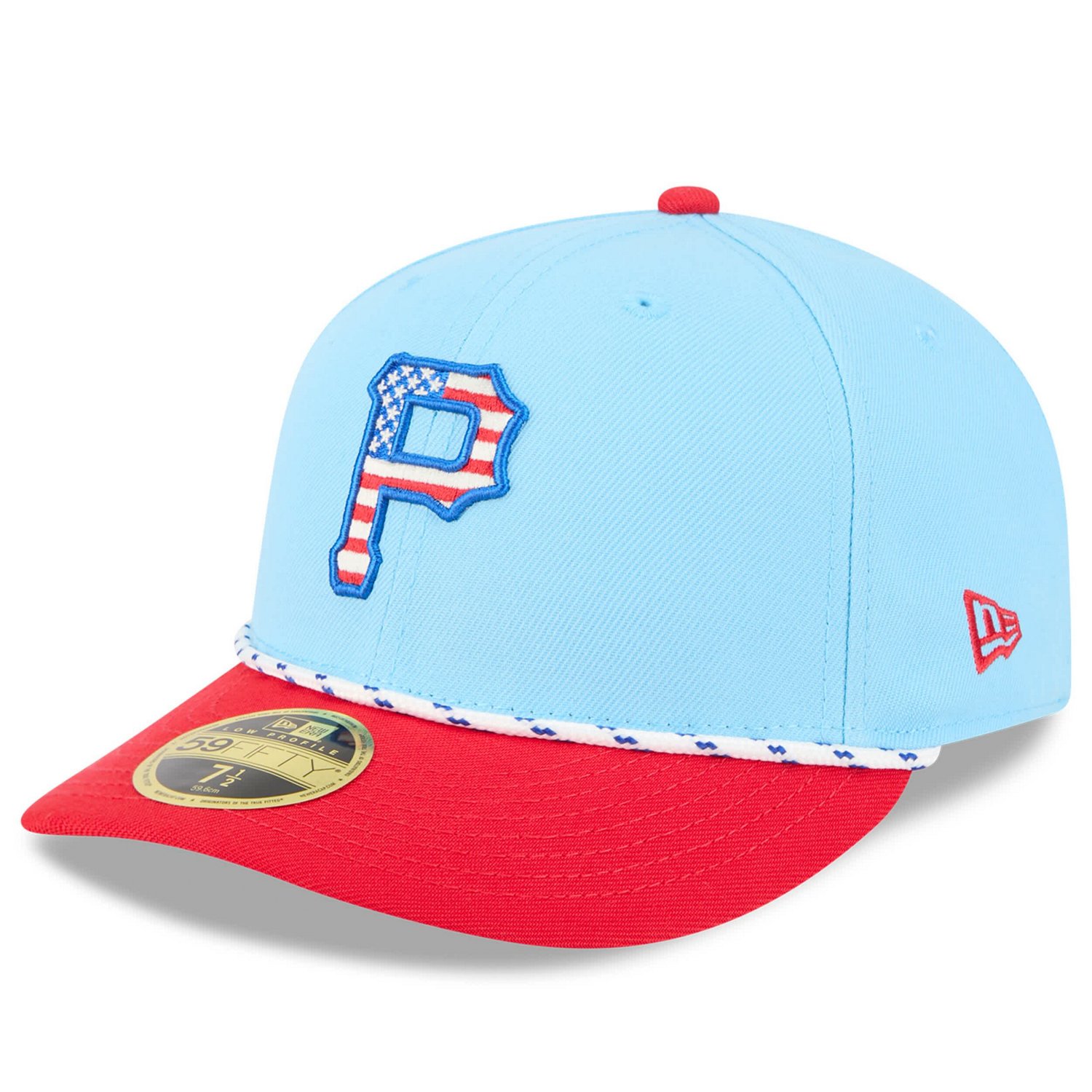 New Era Light Red Pittsburgh Pirates 2025 Fourth of July Low Profile 59FIFTY Fitted Hat