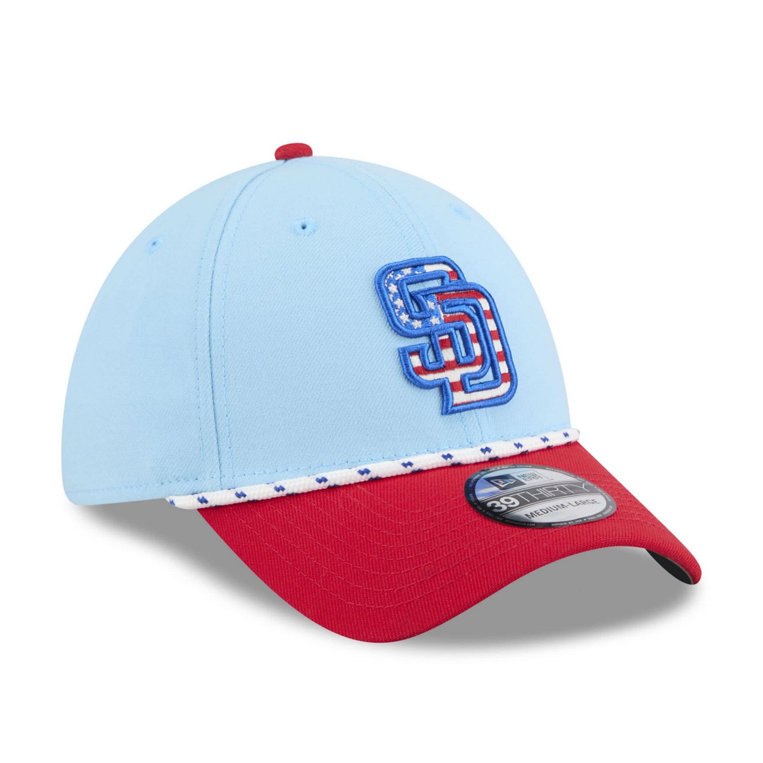 New Era Light Red San Diego Padres 2025 Fourth of July 39THIRTY Flex Hat - view number 3