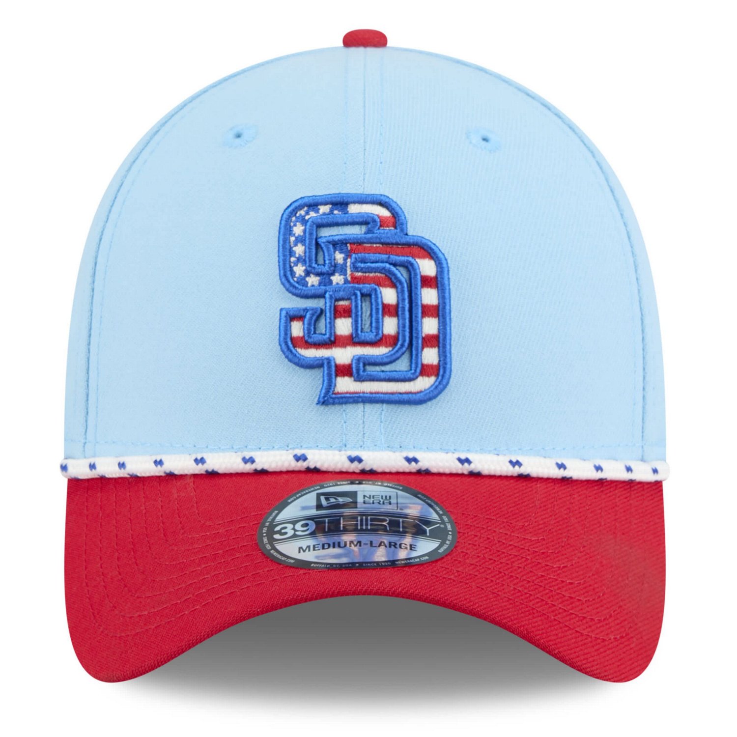 New Era Light Red San Diego Padres 2025 Fourth of July 39THIRTY Flex Hat - view number 2
