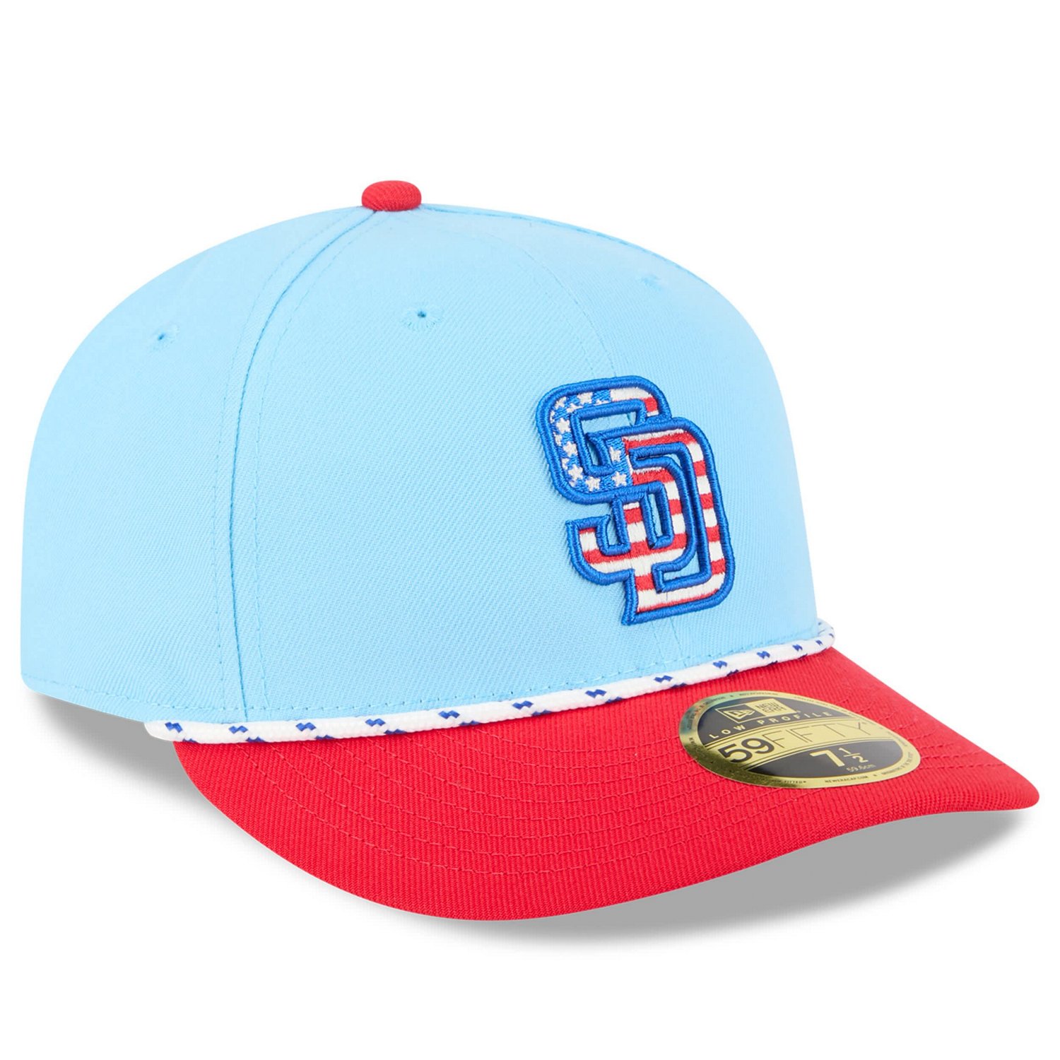 New Era Light Red San Diego Padres 2025 Fourth of July Low Profile 59FIFTY Fitted Hat