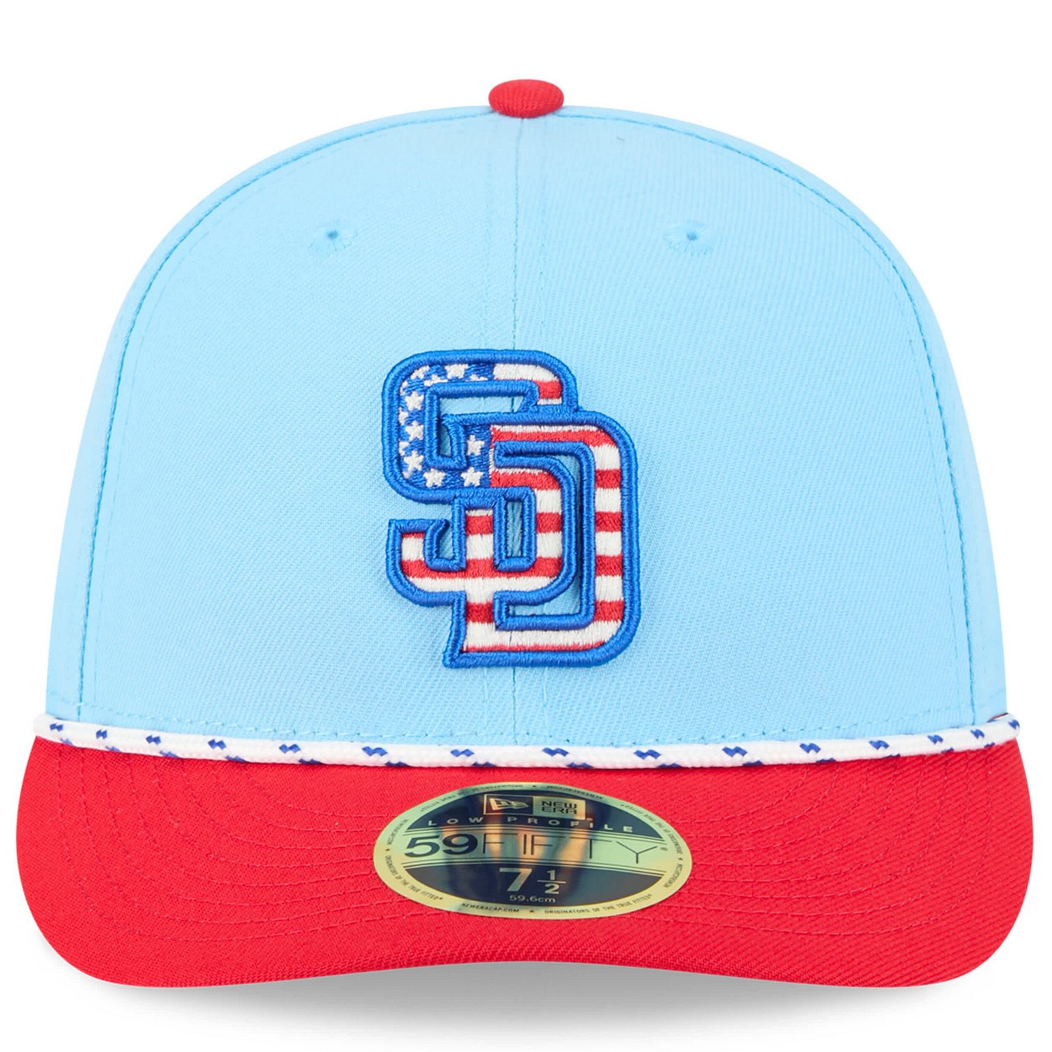 New Era Light Red San Diego Padres 2025 Fourth of July Low Profile 59FIFTY Fitted Hat