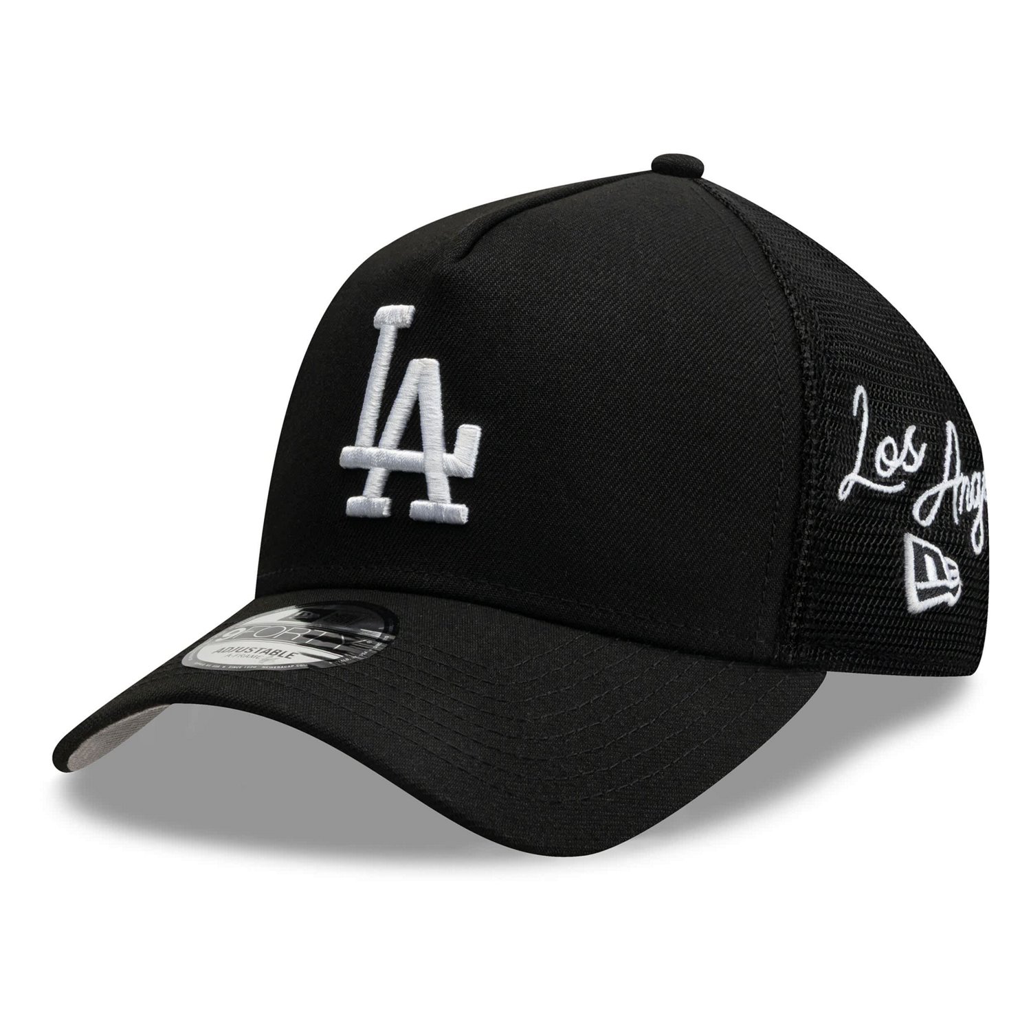 New Era Los Angeles Dodgers Side Script 9FORTY A-Frame Trucker Adjustable Hat