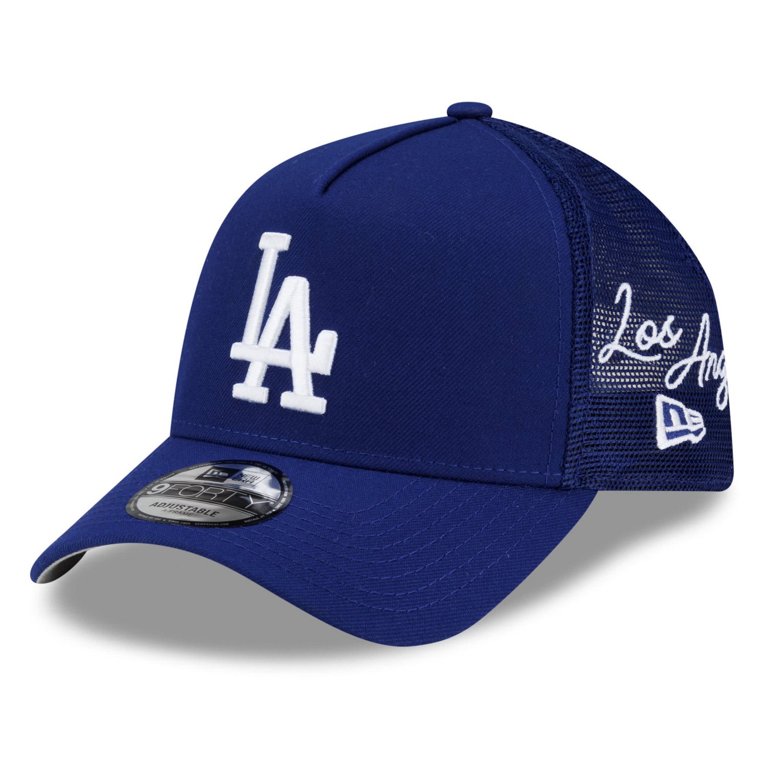 New Era Los Angeles Dodgers Side Script 9FORTY A-Frame Trucker Adjustable Hat