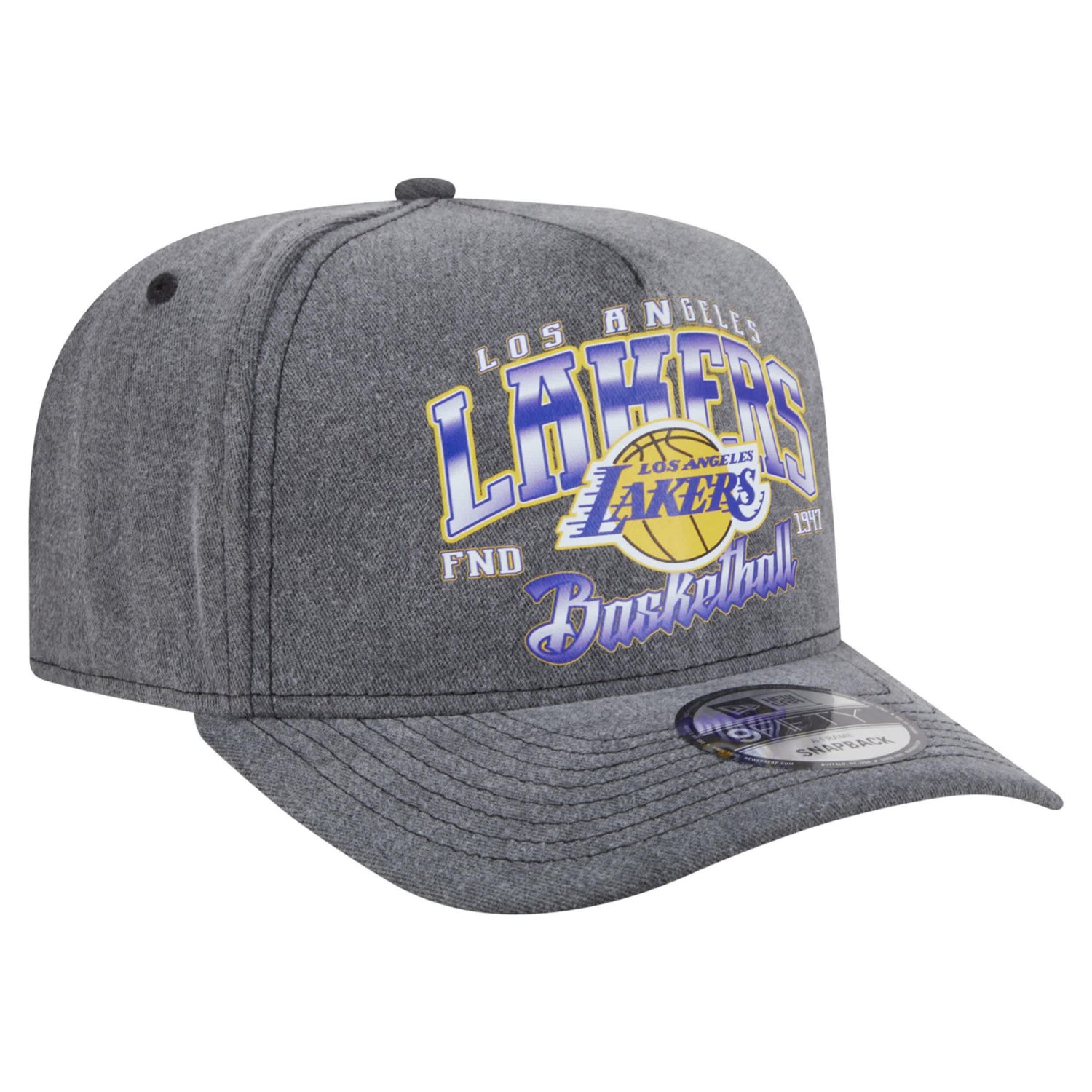New Era Los Angeles Lakers Throwback Washed Pre-Curved 9FIFTY Snapback Hat                                                       - view number 3