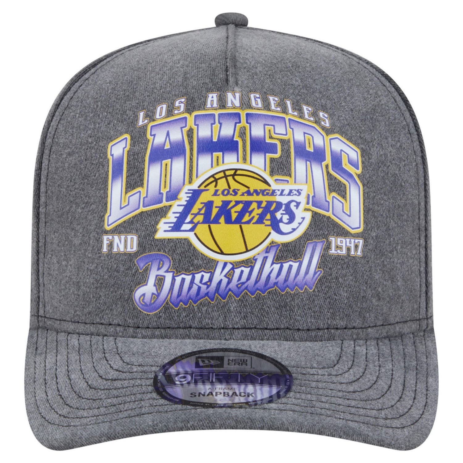 New Era Los Angeles Lakers Throwback Washed Pre-Curved 9FIFTY Snapback Hat                                                       - view number 2