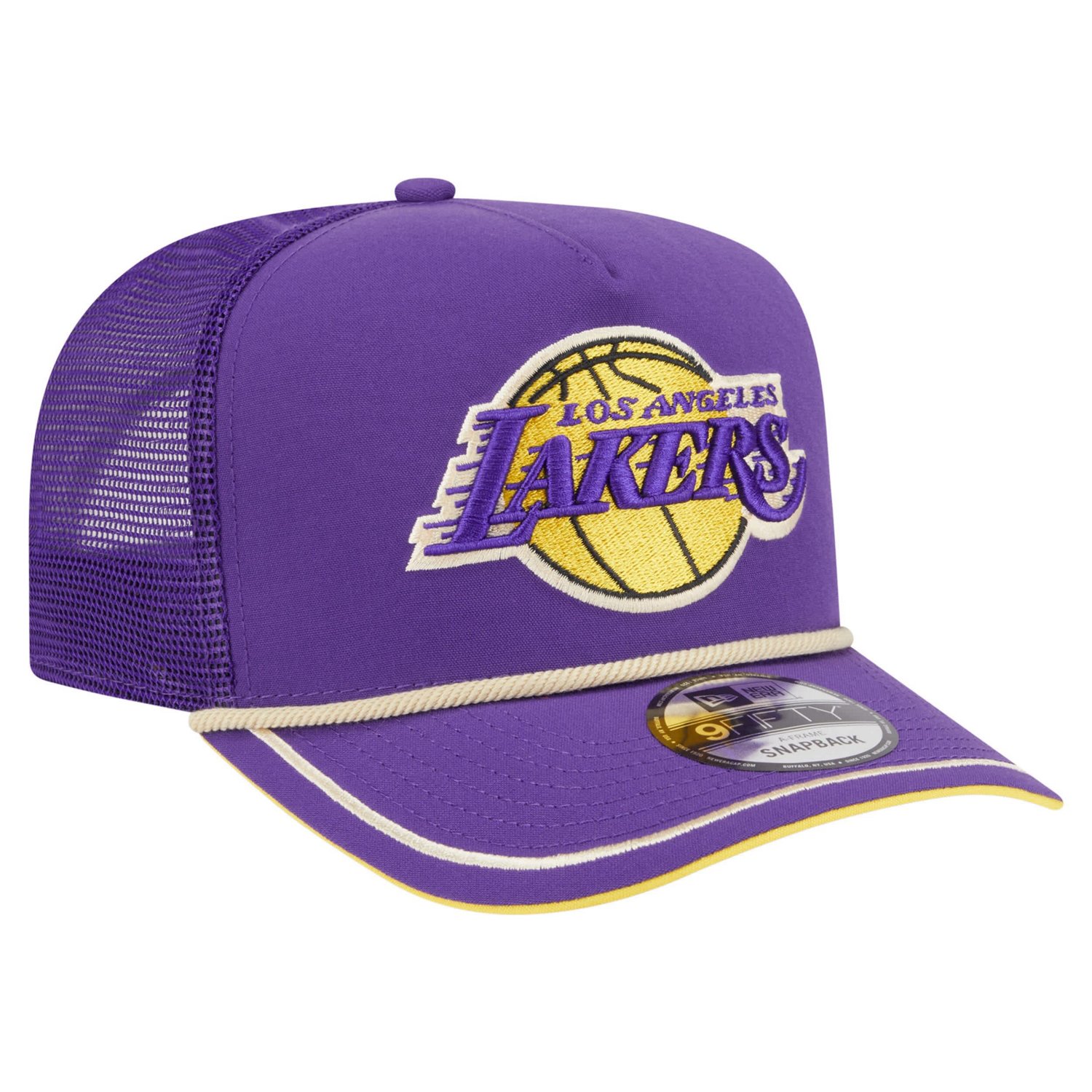 New Era Los Angeles Lakers Vintage Team Rope A-Frame 9FIFTY Snapback Hat - view number 3