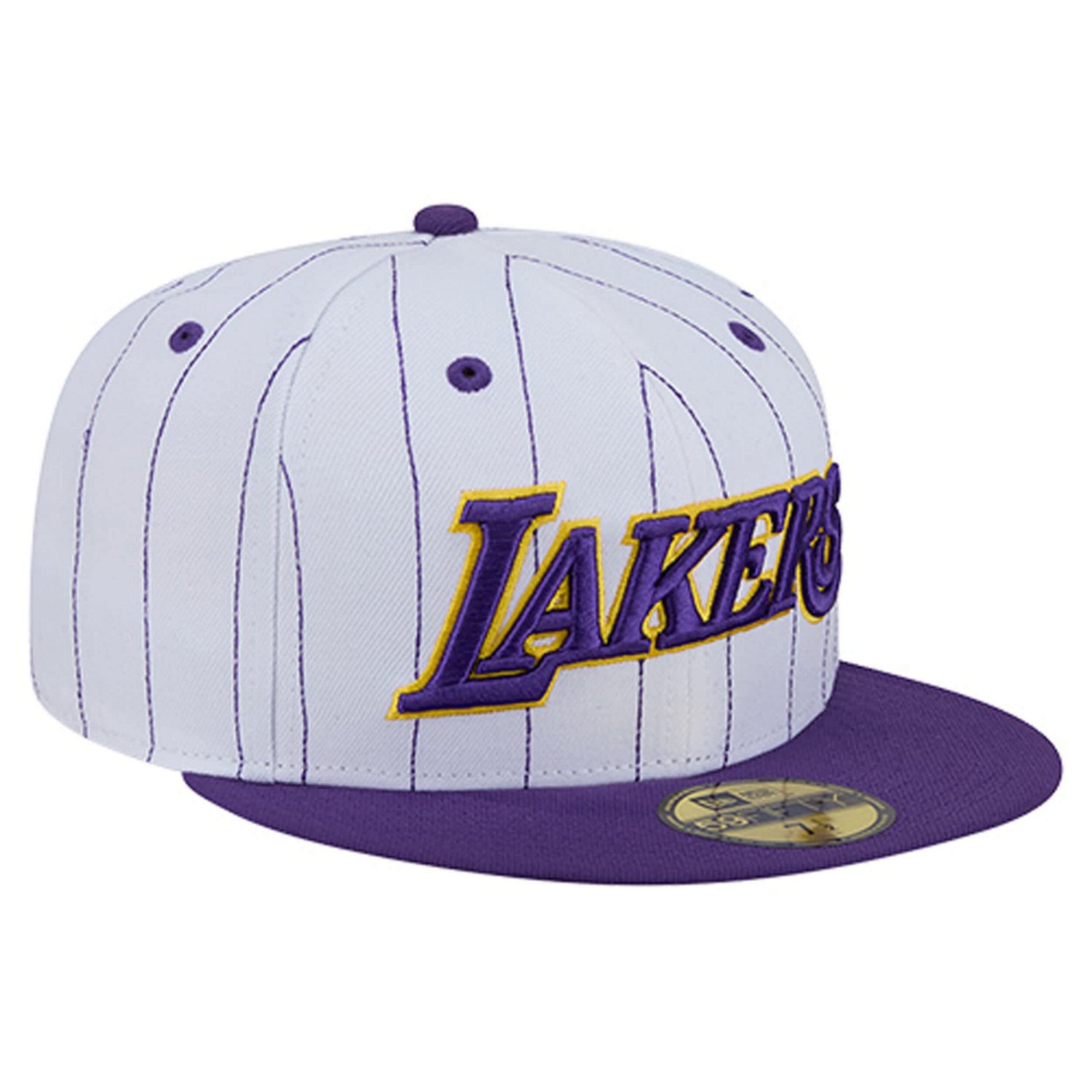 New Era Los Angeles Lakers Wordmark Pinstripe 59FIFTY Fitted Hat - view number 3