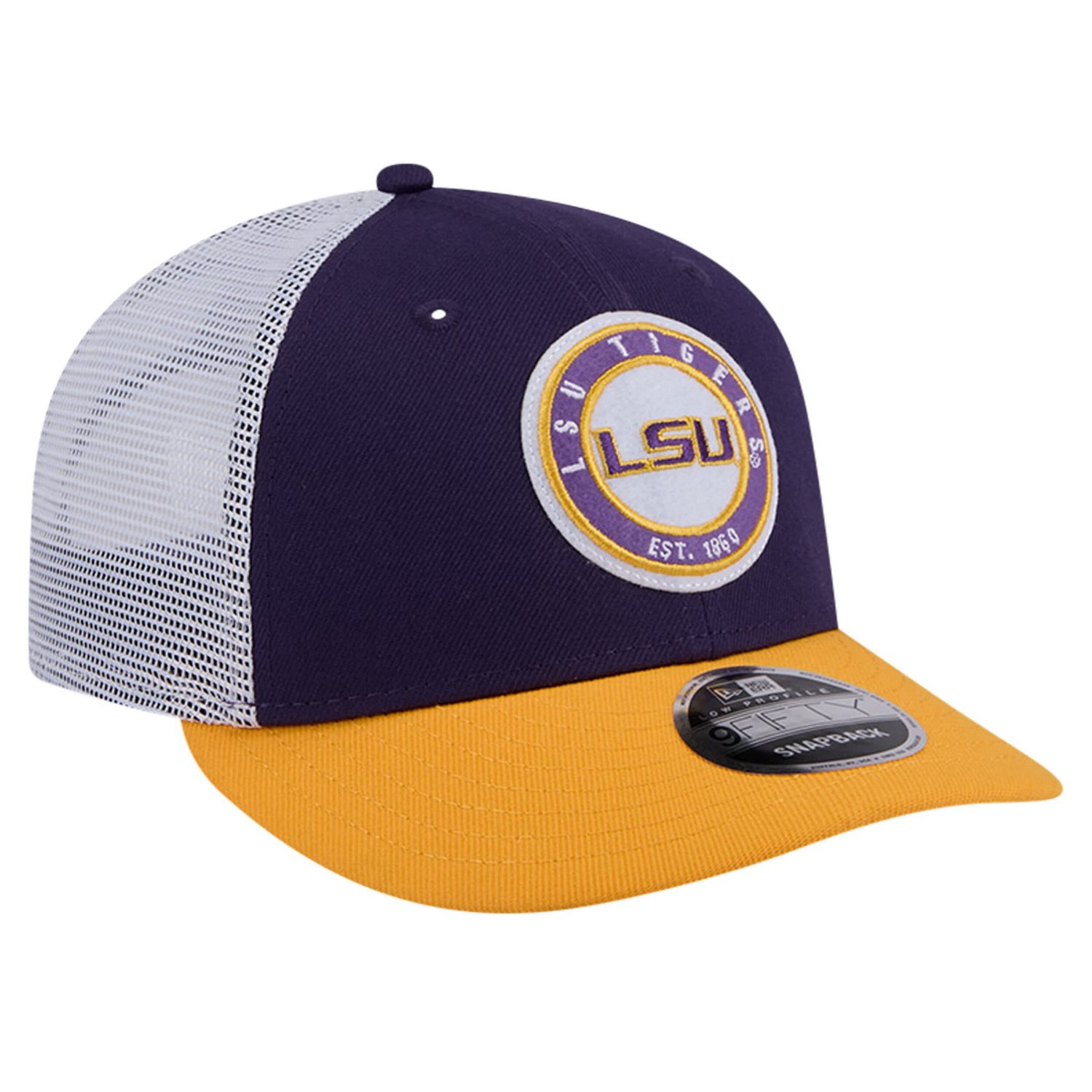 New Era LSU Tigers Throwback Circle Patch 9FIFTY Trucker Snapback Hat