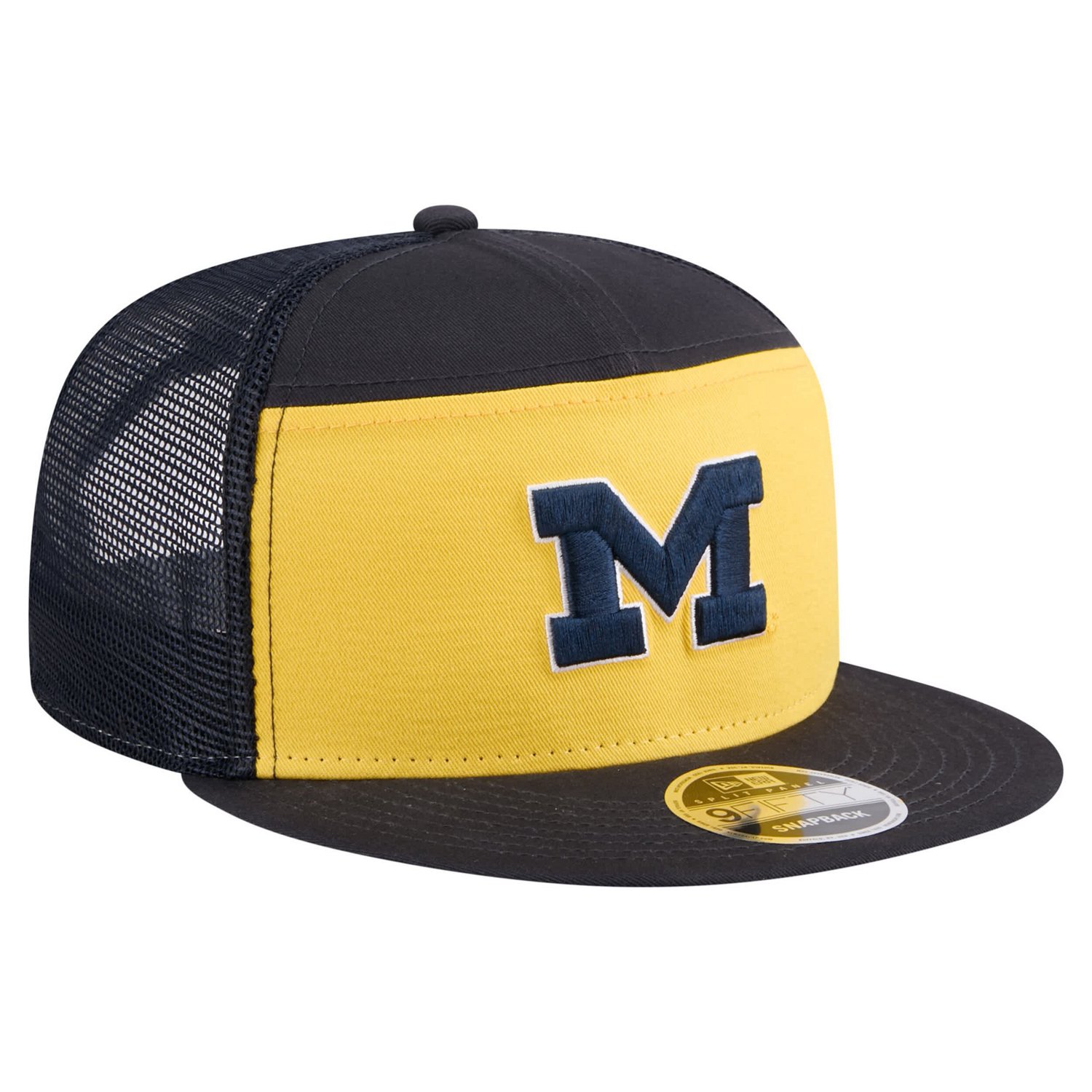 New Era Maize Michigan Wolverines Outdoor Wide Panel 9FIFTY Snapback Trucker Hat - view number 3