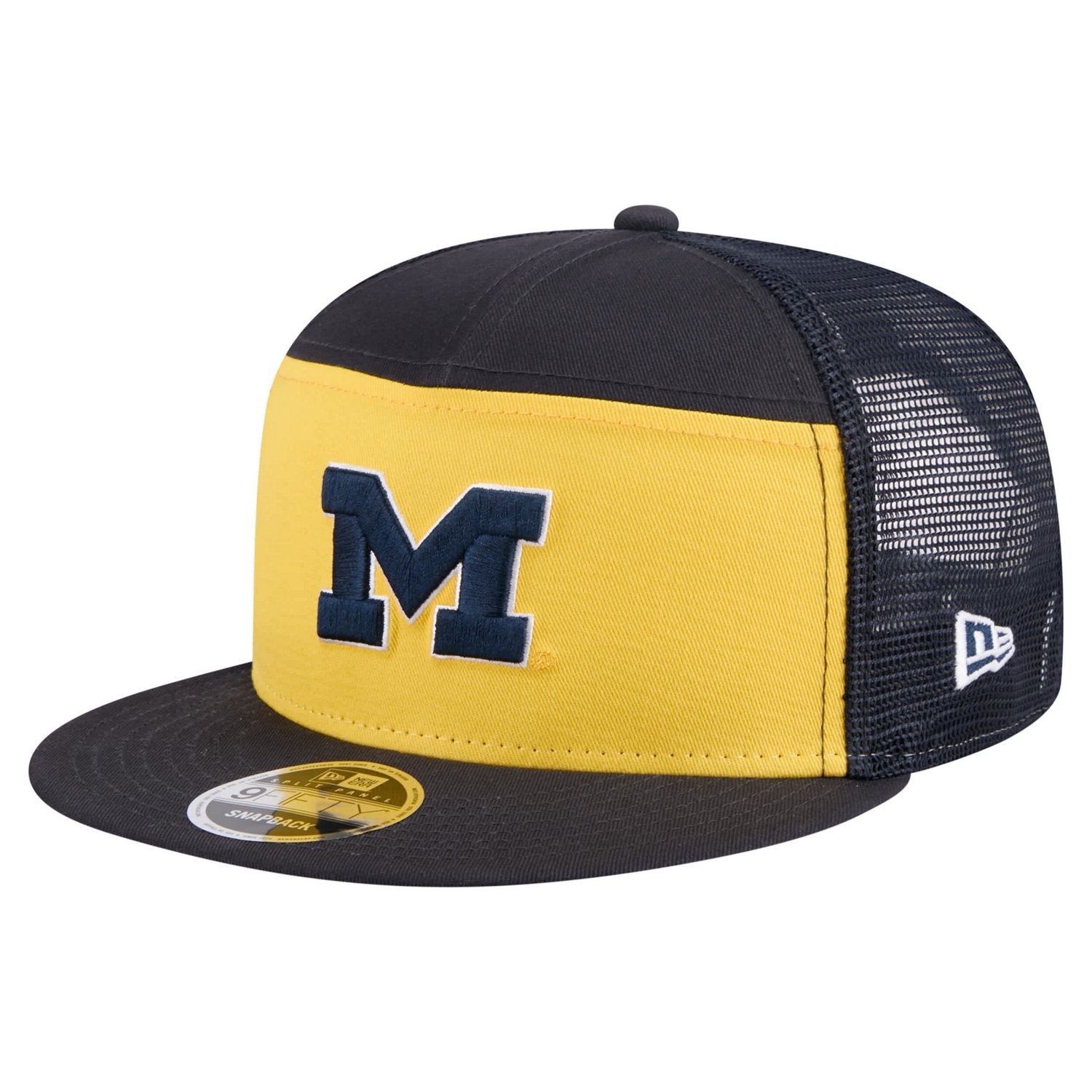 New Era Maize Michigan Wolverines Outdoor Wide Panel 9FIFTY Snapback Trucker Hat - view number 1
