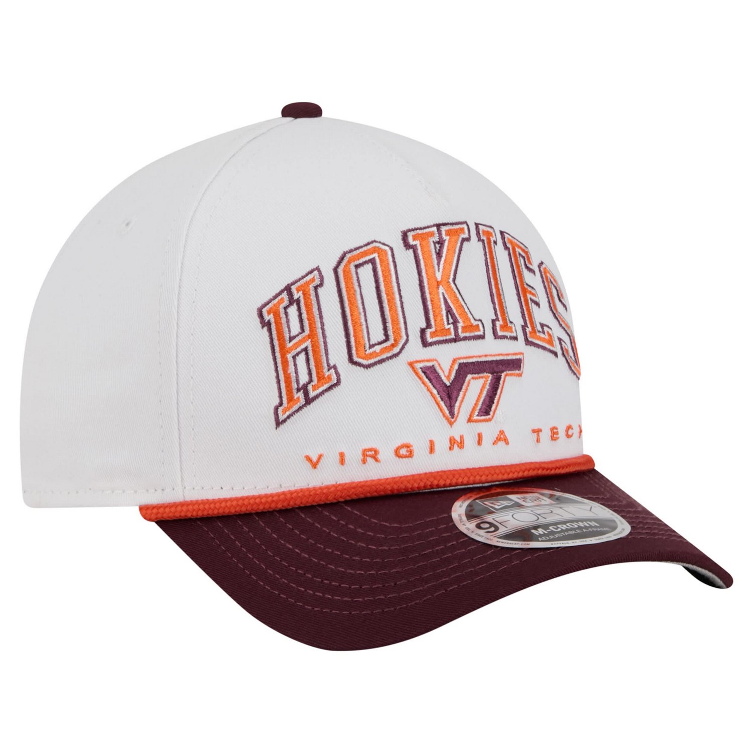 New Era Maroon Virginia Tech Hokies Arch Two-Tone Rope 9FORTY A-Frame M-Crown Adjustable Hat - view number 3