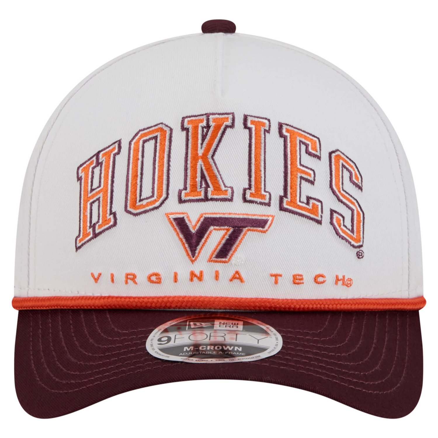 New Era Maroon Virginia Tech Hokies Arch Two-Tone Rope 9FORTY A-Frame M-Crown Adjustable Hat - view number 2