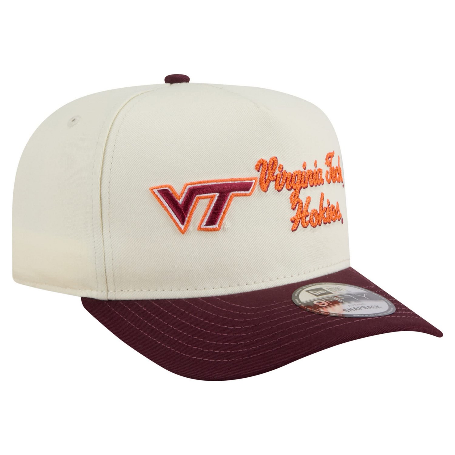 New Era Maroon Virginia Tech Hokies Vintage Chainstitch 9FIFTY A-Frame Snapback Hat - view number 3