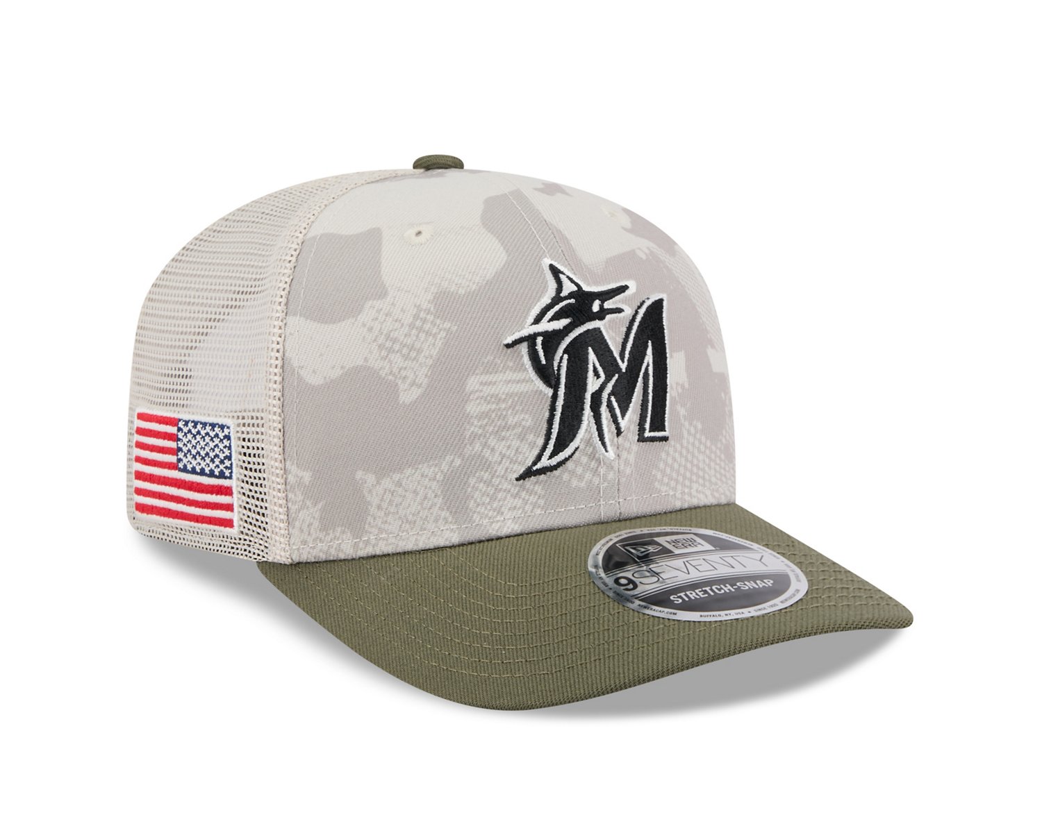 New Era Men's Miami Marlins  2025 Armed Forces Day Stretch Snap 9SEVENTY - view number 4
