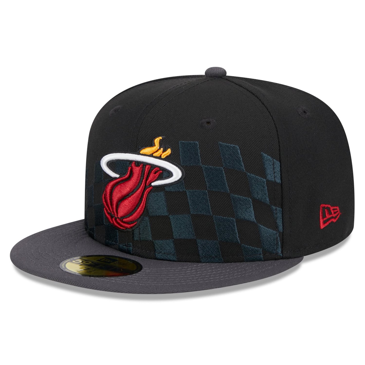 New Era Miami Heat Rally Drive Checkerboard 59FIFTY Crown Fitted Hat