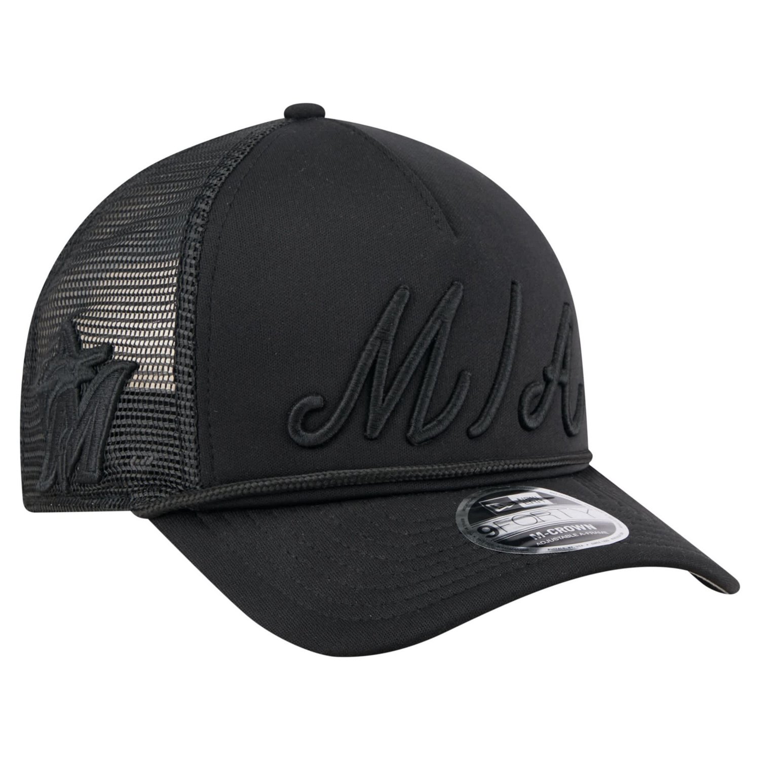 New Era Miami Marlins City Initial 9FORTY A-Frame M-Crown Adjustable Trucker Hat - view number 3