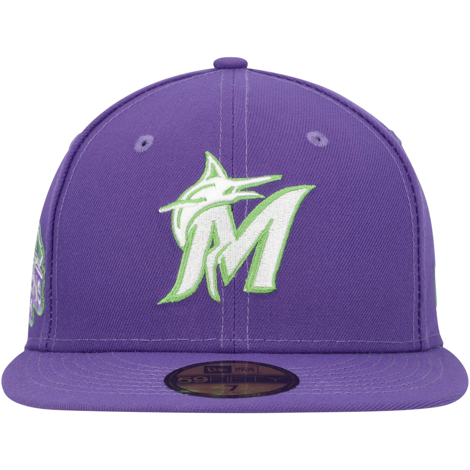 New Era Miami Marlins Lime Side Patch 59FIFTY Fitted Hat                                                                         - view number 2