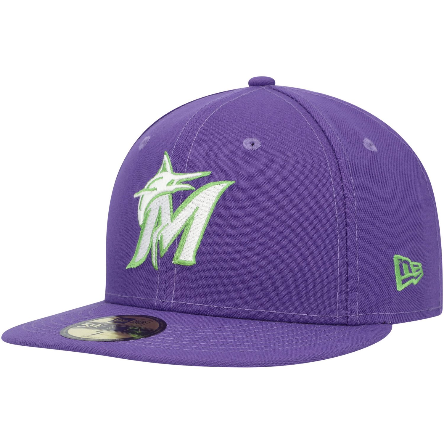 New Era Miami Marlins Lime Side Patch 59FIFTY Fitted Hat                                                                         - view number 3