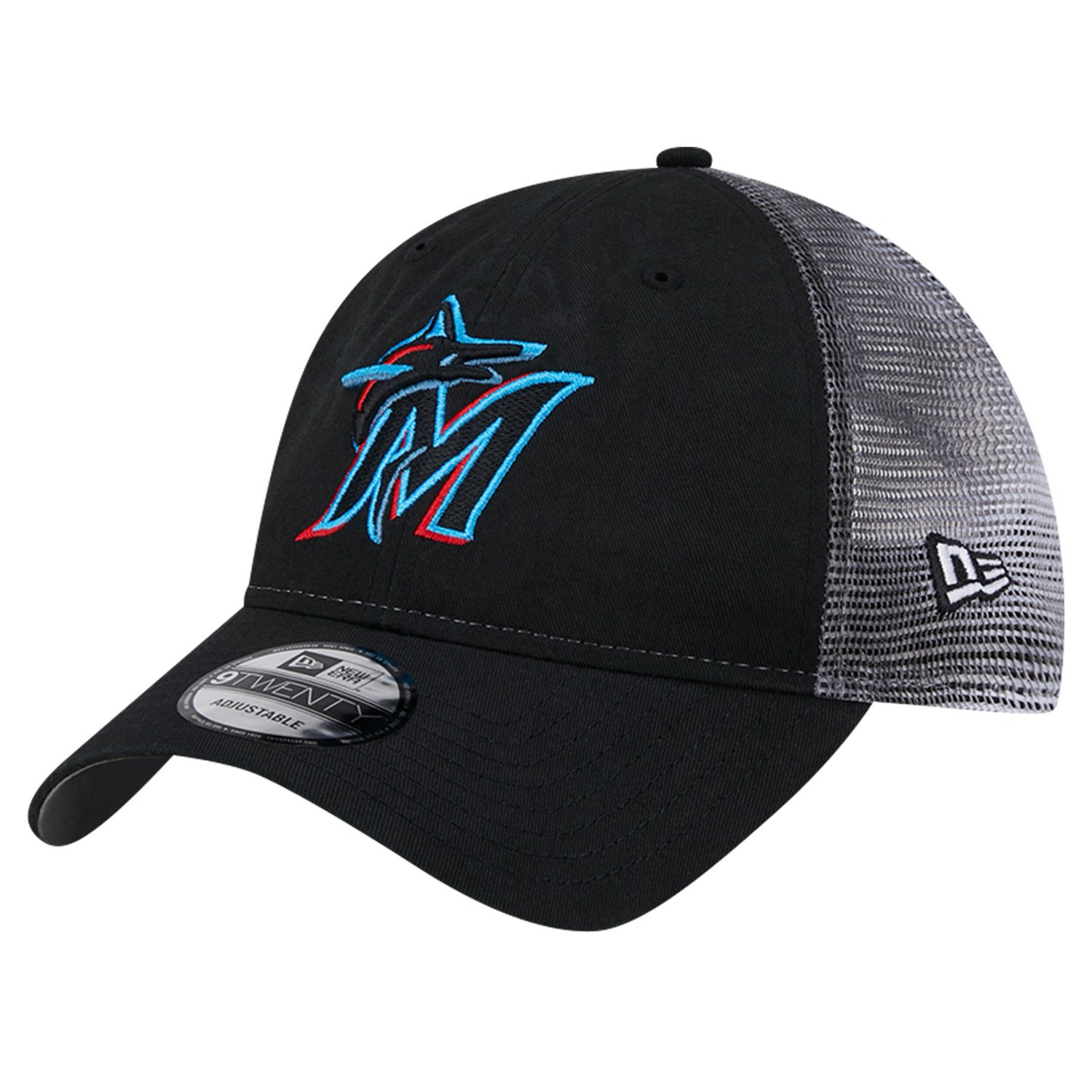 New Era Miami Marlins Team Slick Trucker 9TWENTY Adjustable Hat