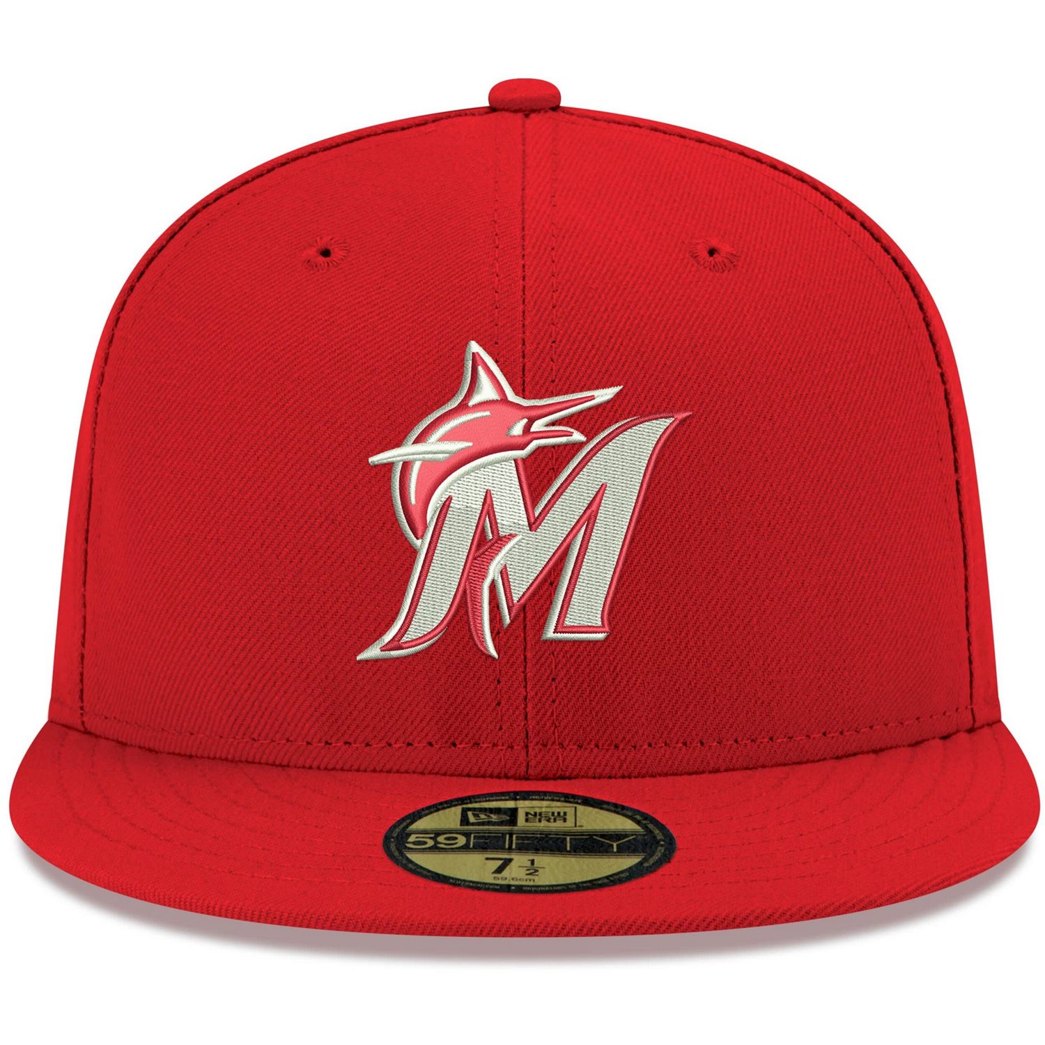 New Era Miami Marlins White Logo 59FIFTY Fitted Hat                                                                              - view number 2