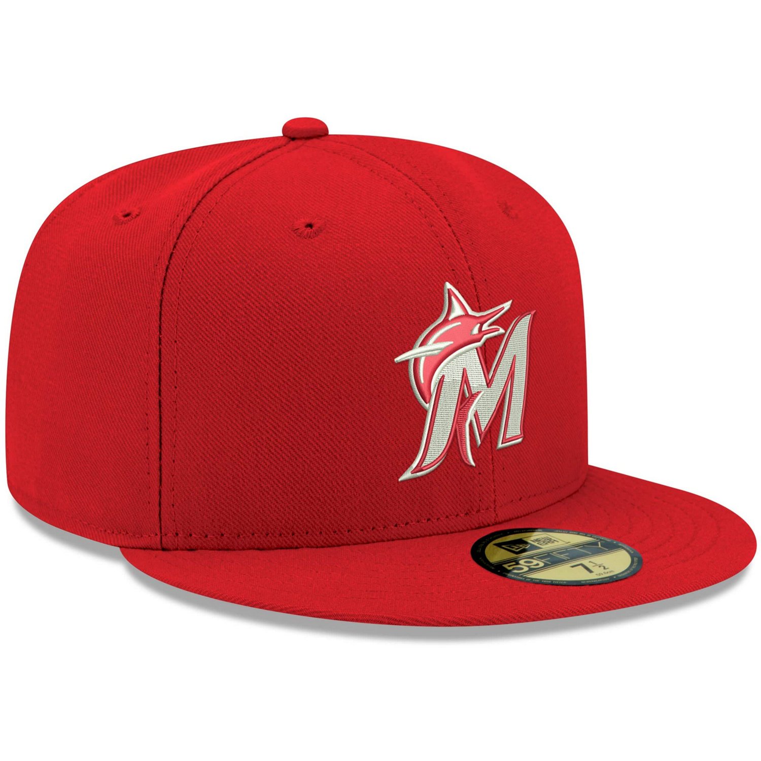 New Era Miami Marlins White Logo 59FIFTY Fitted Hat                                                                              - view number 3