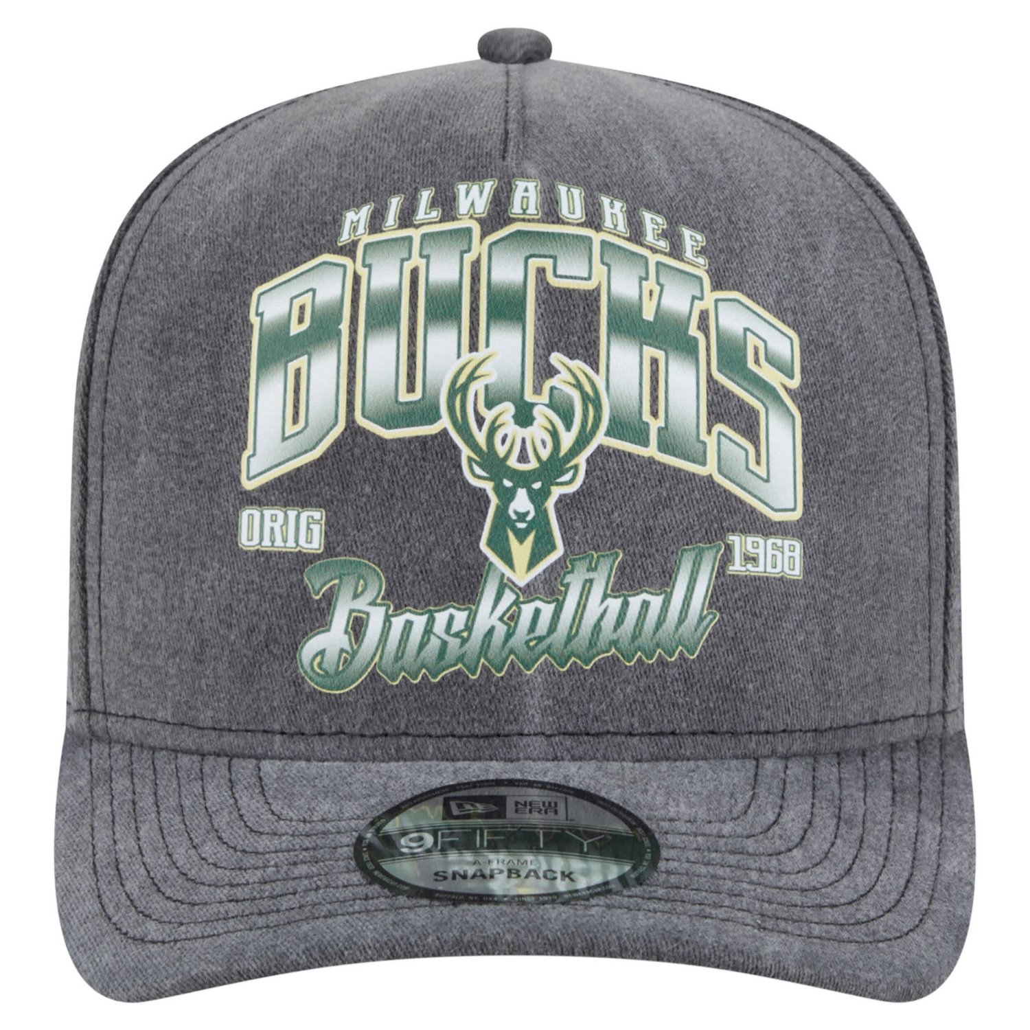 New Era Milwaukee Bucks Throwback Washed Pre-Curved 9FIFTY Snapback Hat - view number 2