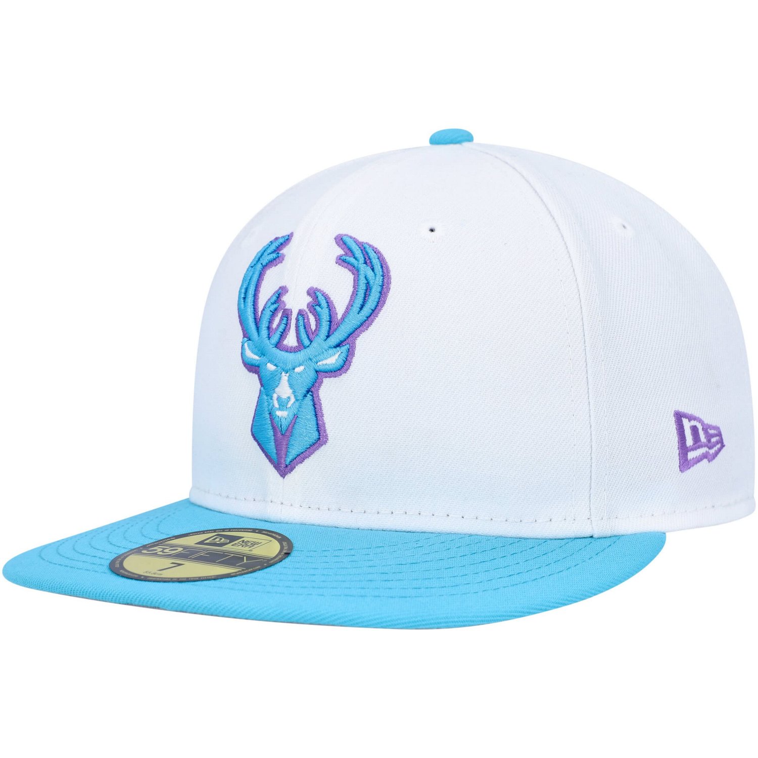 New Era Milwaukee Bucks Vice Blue Side Patch 59FIFTY Fitted Hat - view number 3