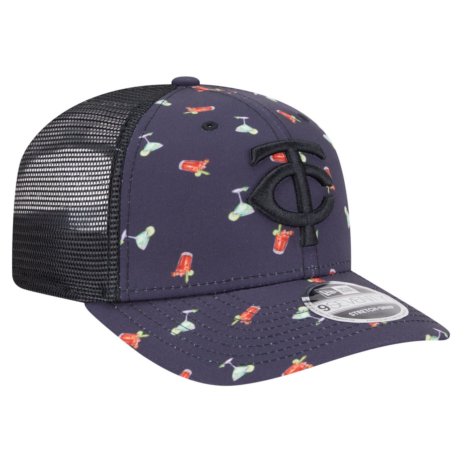 New Era Minnesota Twins Adventure Drinks Pattern 9SEVENTY Stretch-Snap Hat