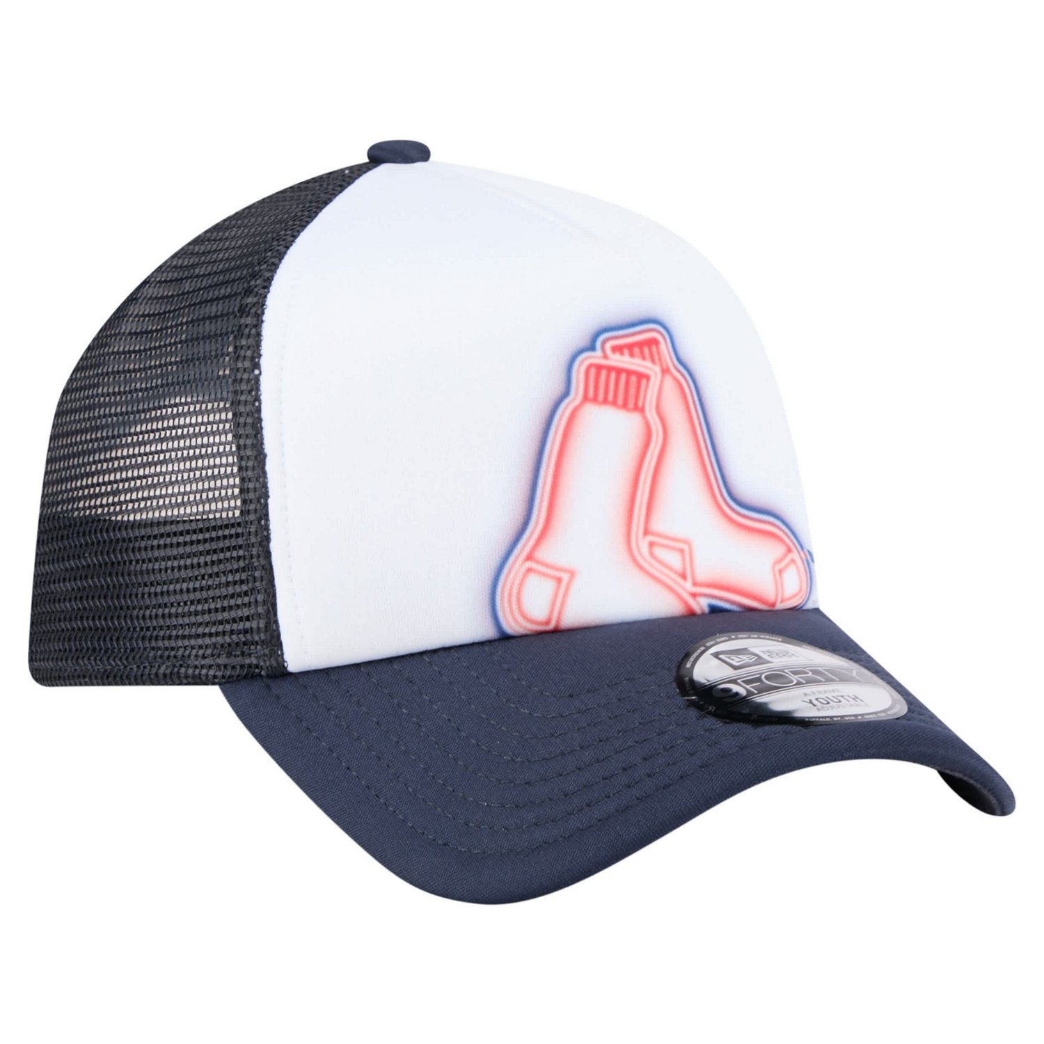 New Era Navy Boston Red Sox Painted A-Frame 9FORTY Trucker Adjustable Hat - view number 3