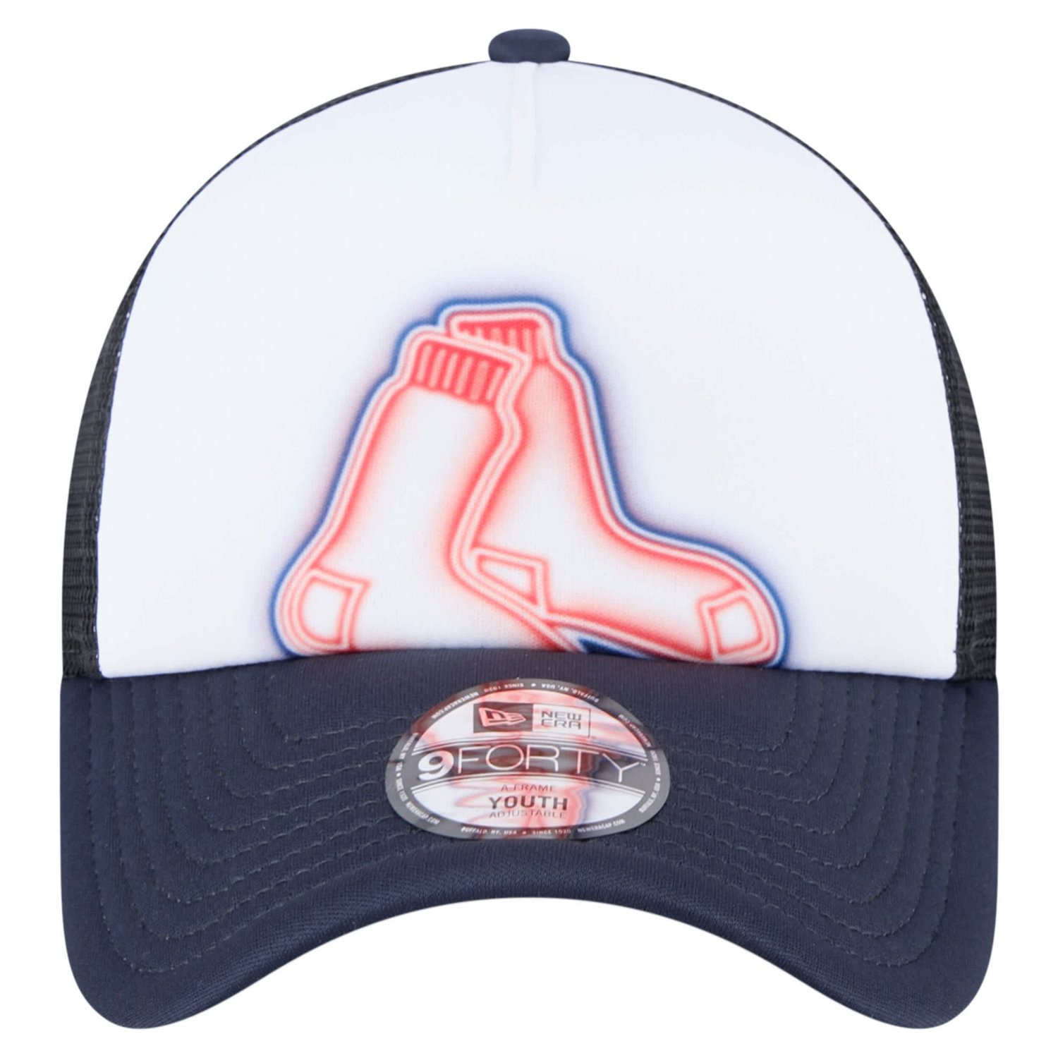 New Era Navy Boston Red Sox Painted A-Frame 9FORTY Trucker Adjustable Hat - view number 2