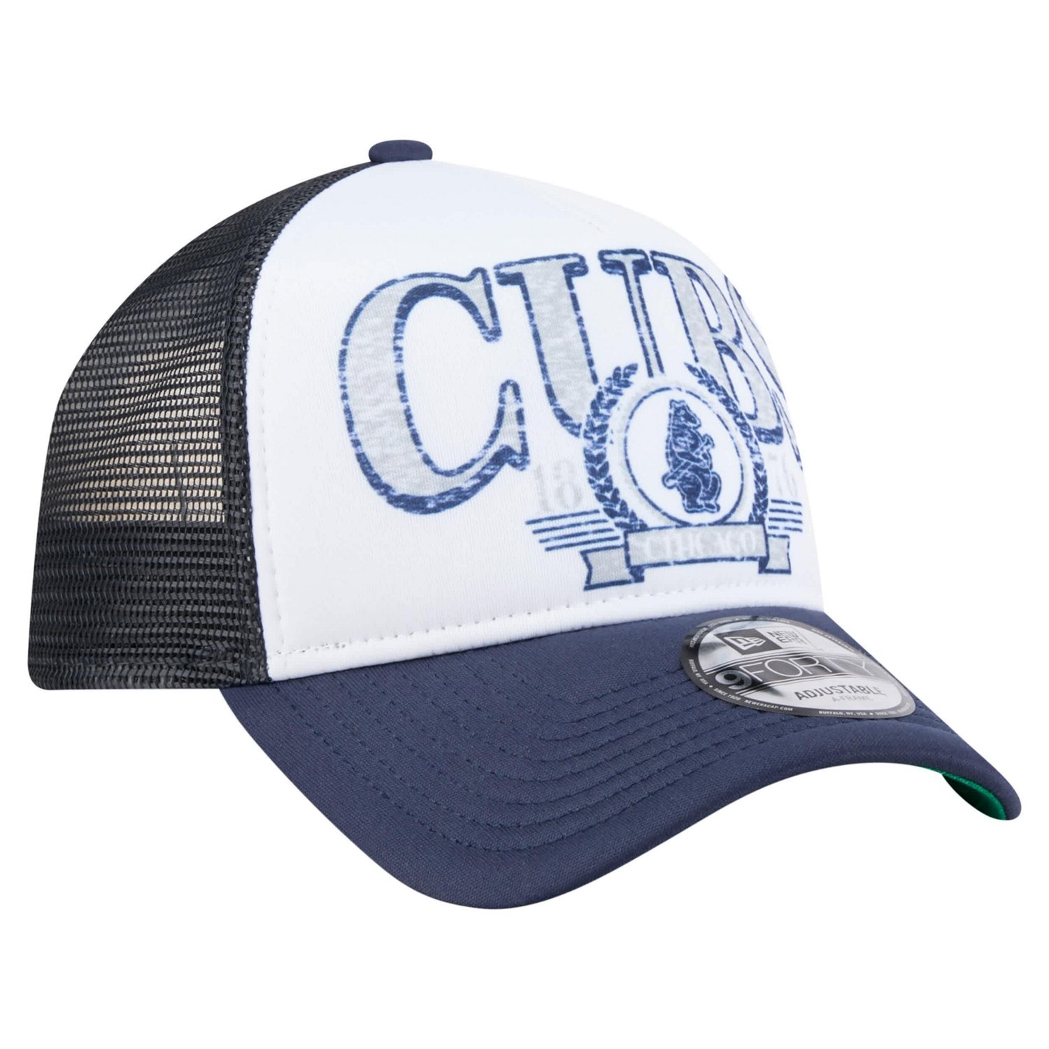 New Era Navy Chicago Cubs Distressed 9FORTY A-Frame Adjustable Trucker Hat - view number 3