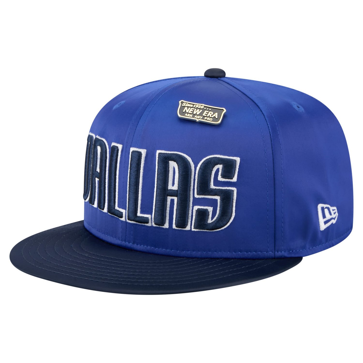 New Era Navy Dallas Mavericks Throwback Satin Vintage Pin Two-Tone 59FIFTY Fitted Hat - view number 3