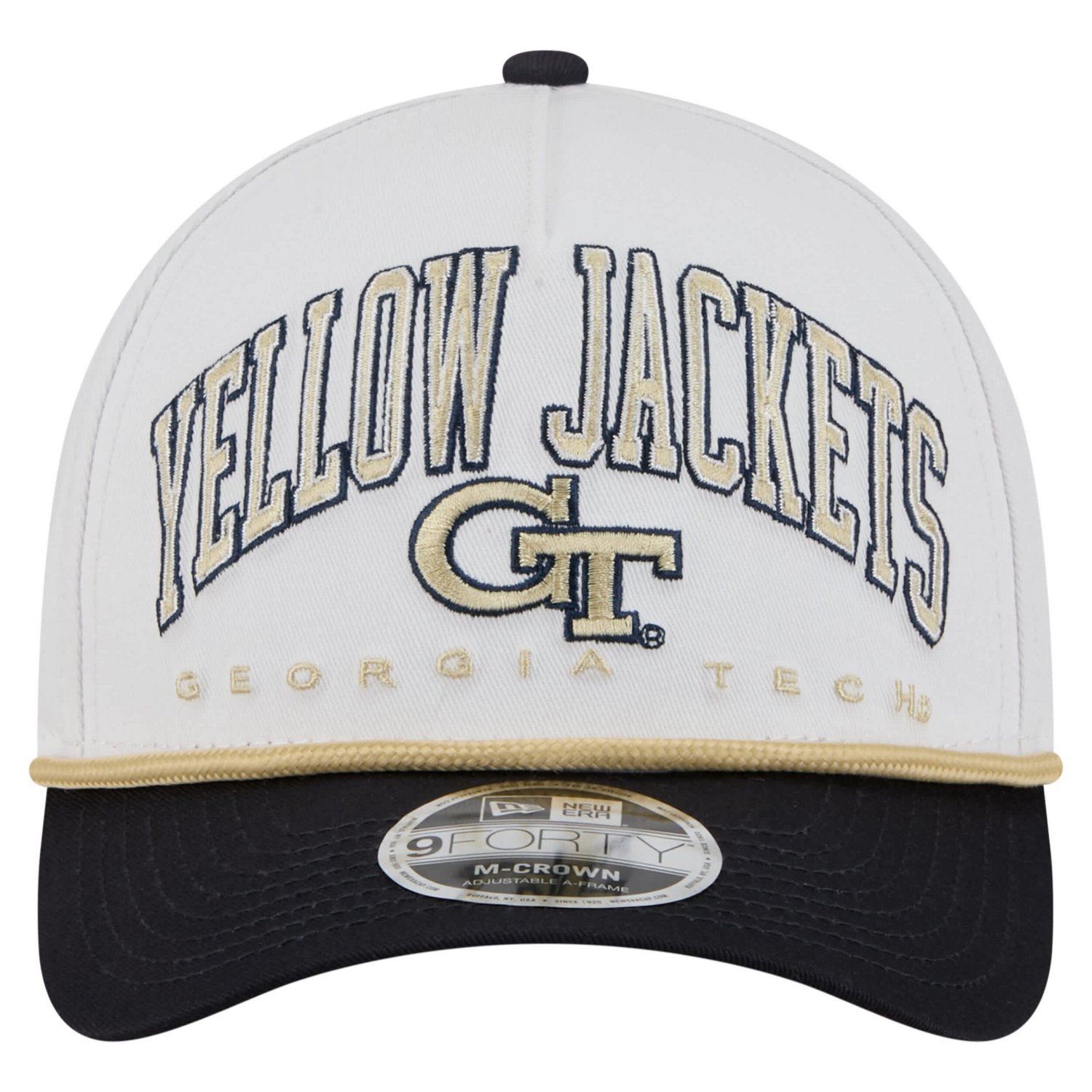 New Era Navy Georgia Tech Yellow Jackets Arch Two-Tone Rope 9FORTY A-Frame M-Crown Adjustable Hat - view number 2