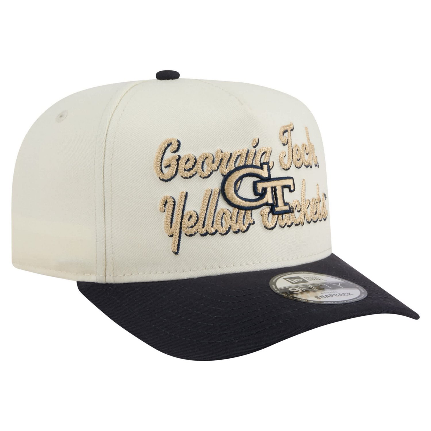 New Era Navy Georgia Tech Yellow Jackets Vintage Chainstitch 9FIFTY A-Frame Snapback Hat - view number 3