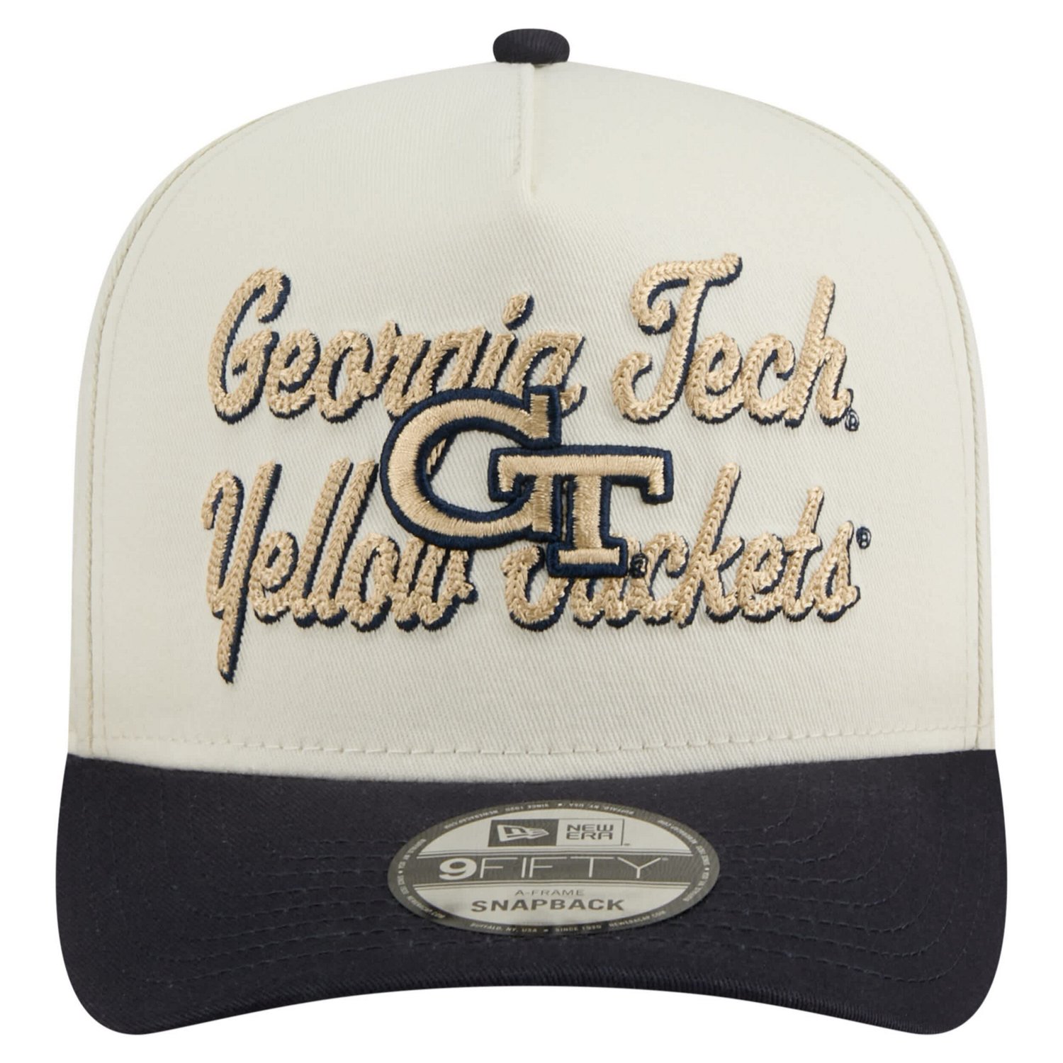 New Era Navy Georgia Tech Yellow Jackets Vintage Chainstitch 9FIFTY A-Frame Snapback Hat - view number 2