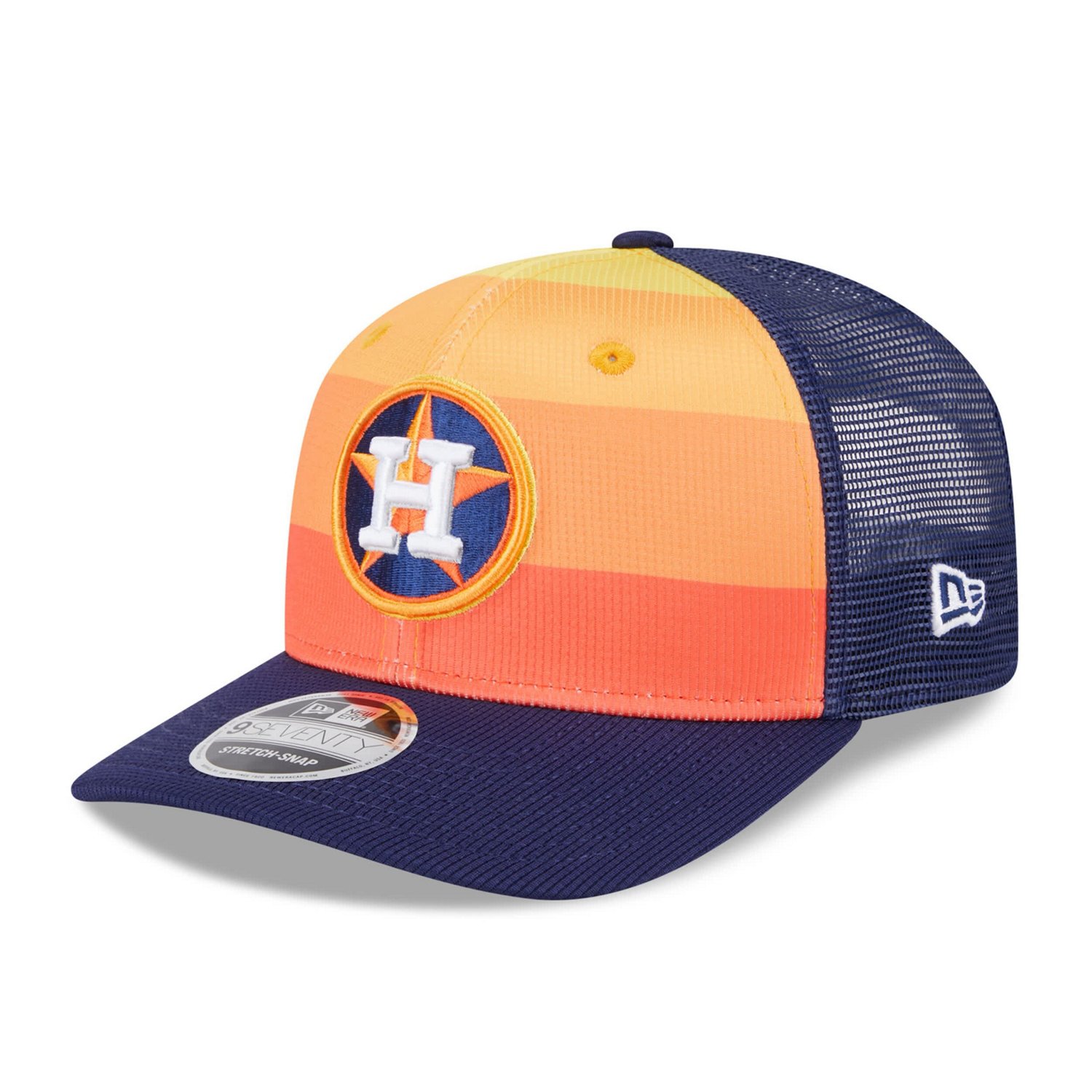New Era Navy Houston Astros 2025 Batting Practice 9SEVENTY Stretch-Snap Trucker Hat
