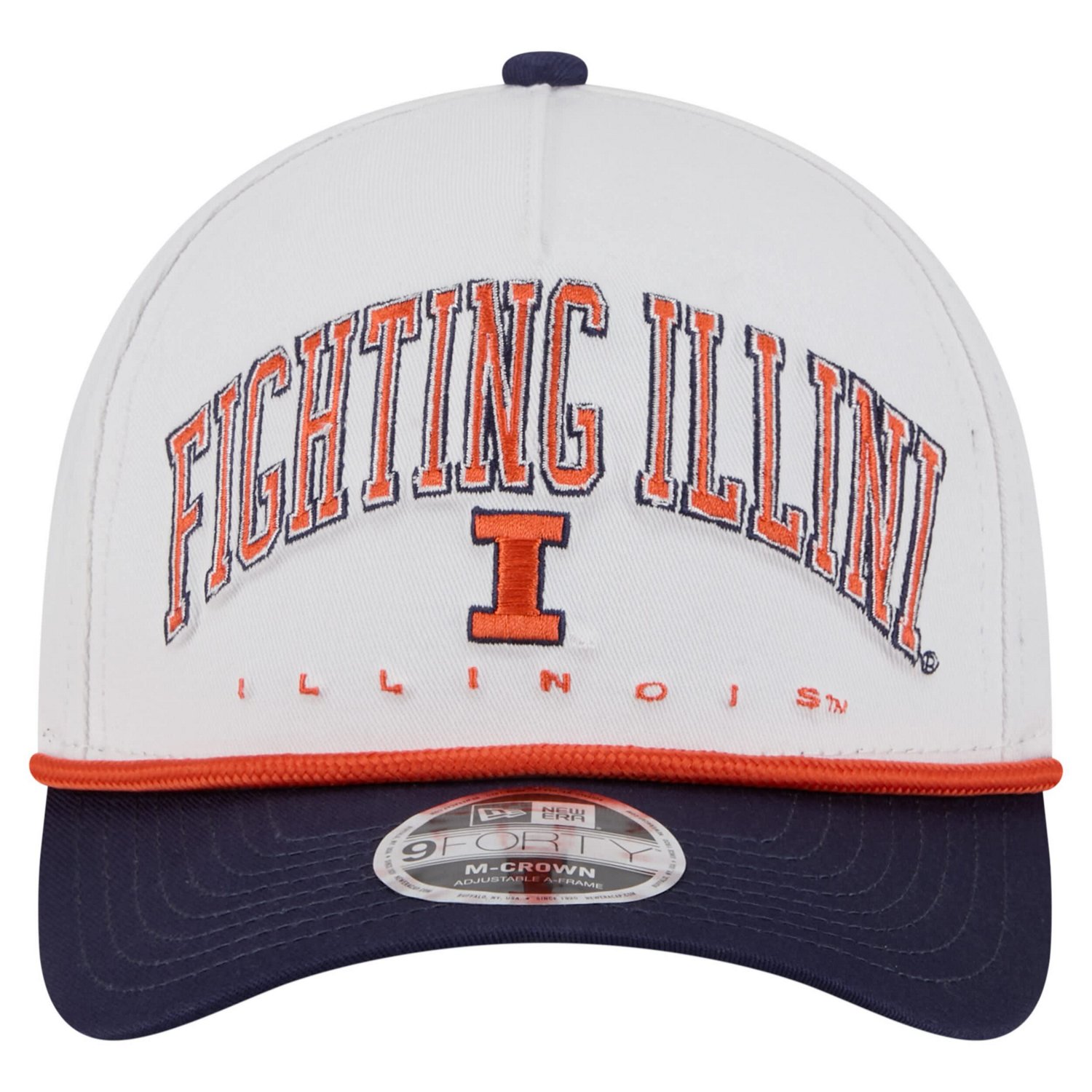 New Era Navy Illinois Fighting Illini Arch Two-Tone Rope 9FORTY A-Frame M-Crown Adjustable Hat - view number 2